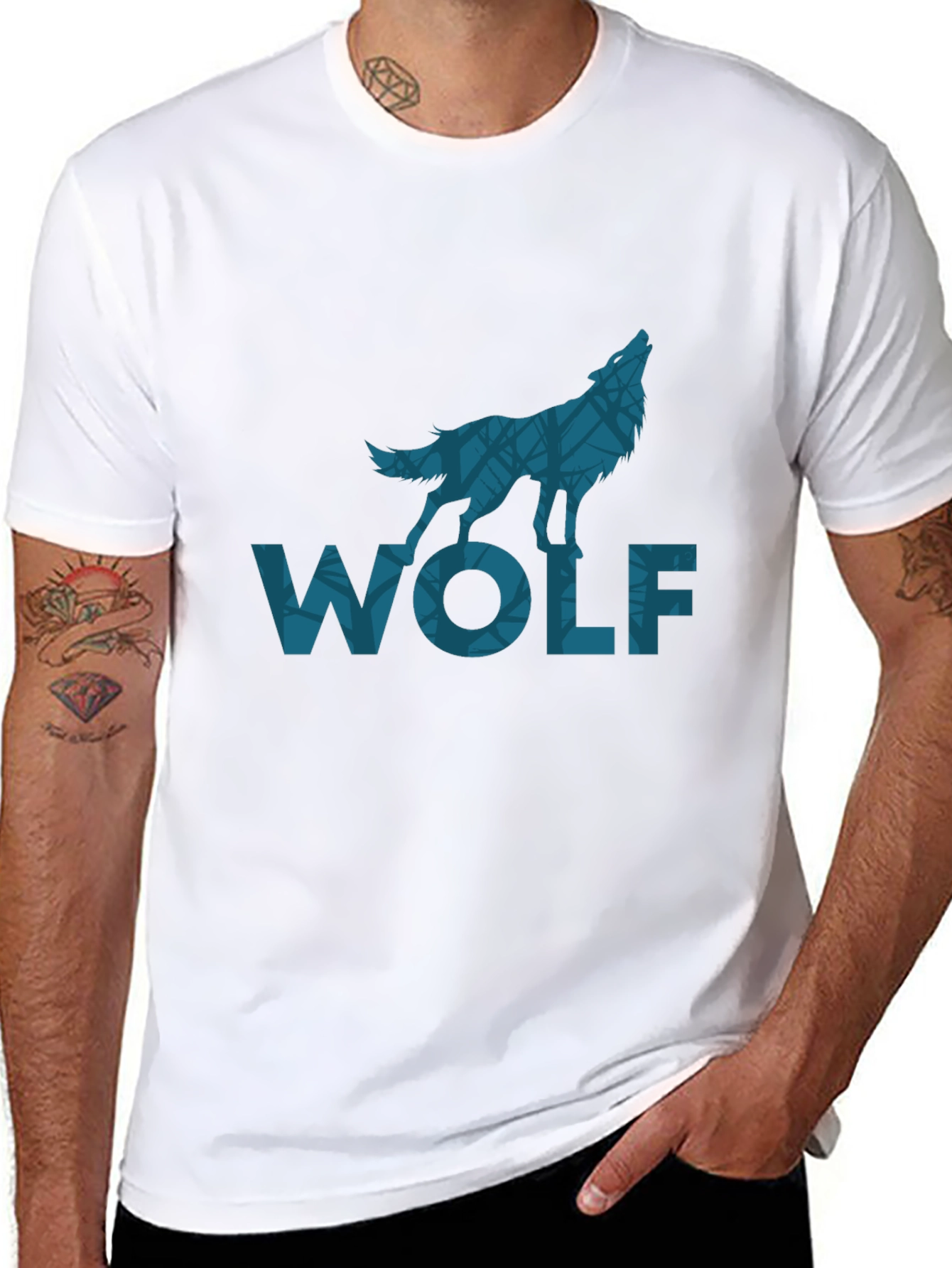 Wolf Graphic Print Black T-Shirt