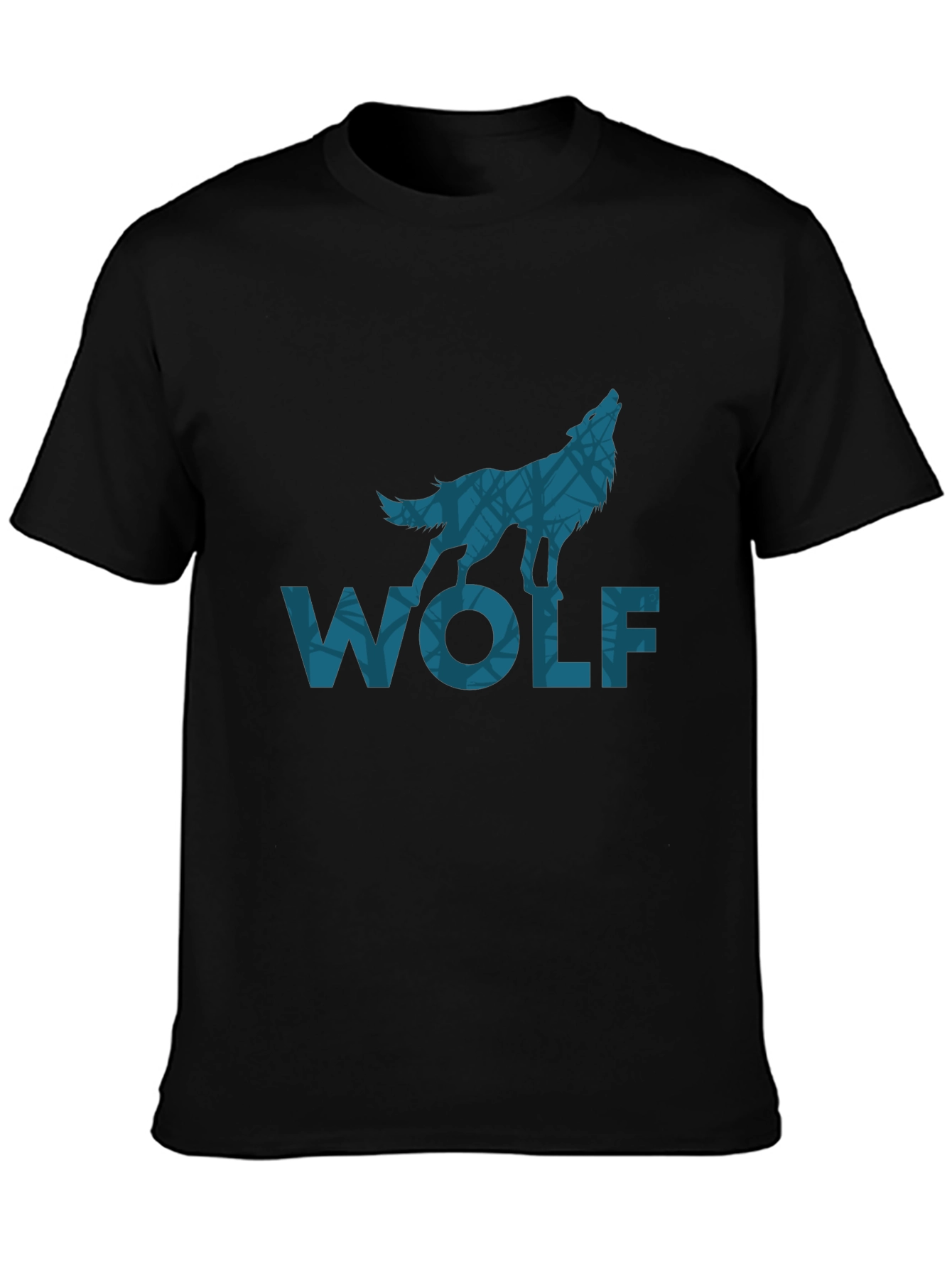 Wolf Graphic Print Black T-Shirt