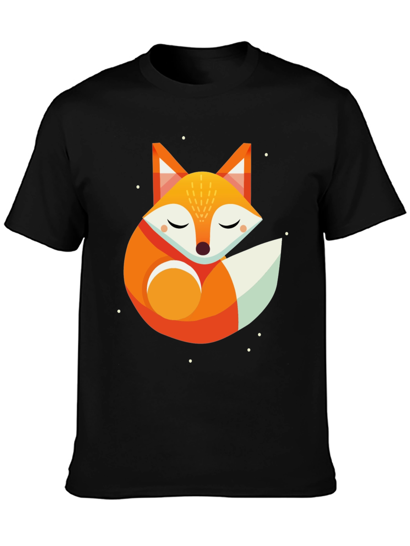 Geometric Fox Graphic Tee - Unisex Black T-Shirt