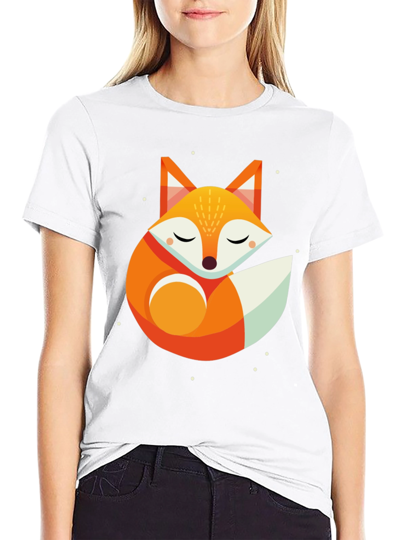 Geometric Fox Graphic Tee - Unisex Black T-Shirt