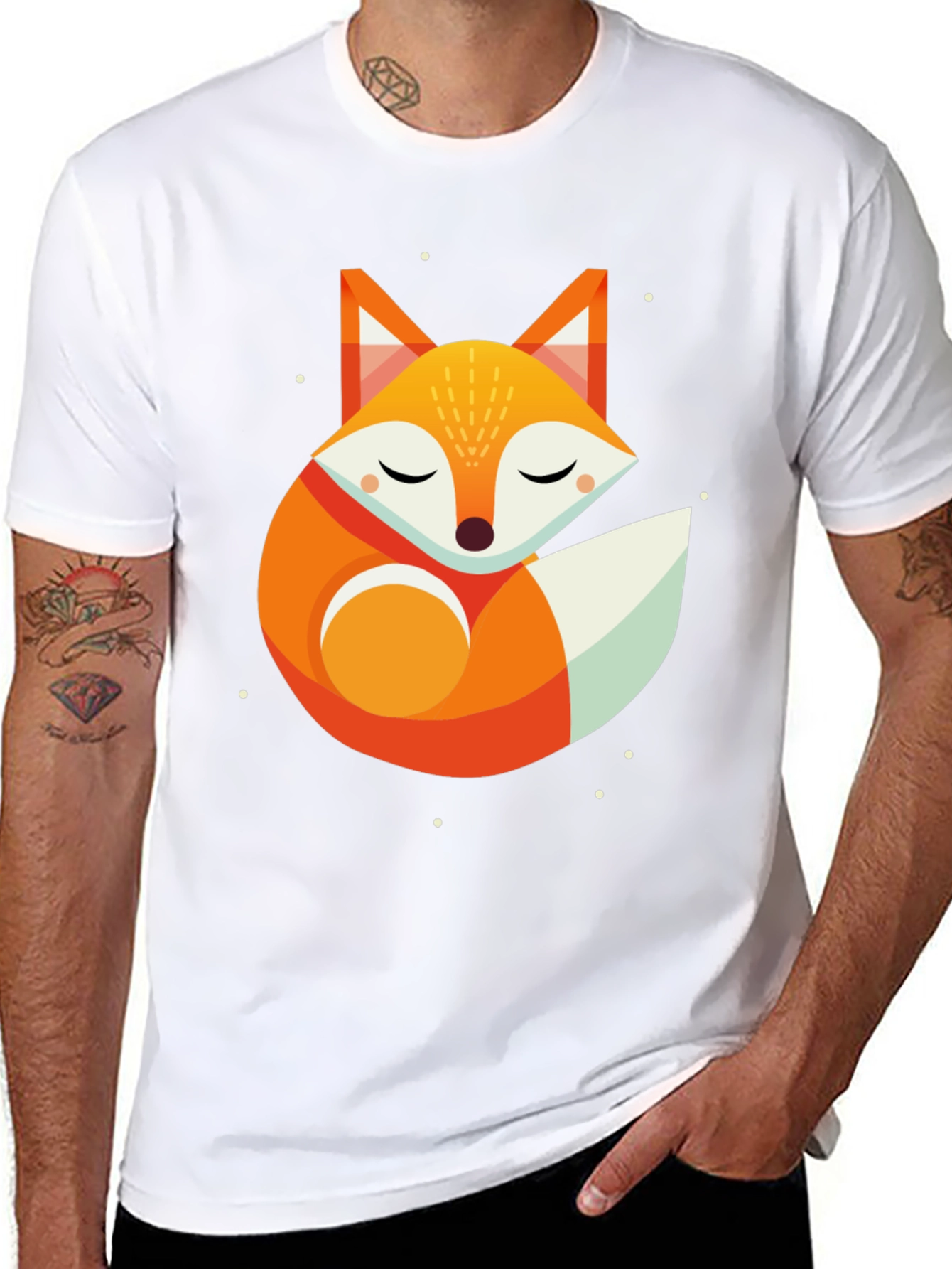 Geometric Fox Graphic Tee - Unisex Black T-Shirt