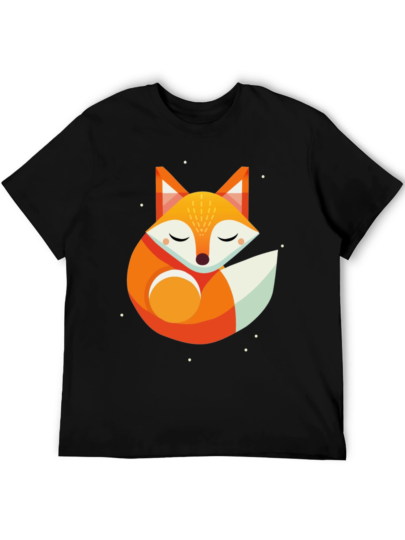 Geometric Fox Graphic Tee - Unisex Black T-Shirt