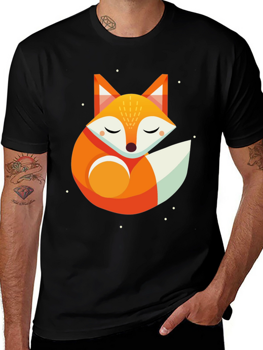 Geometric Fox Graphic Tee - Unisex Black T-Shirt