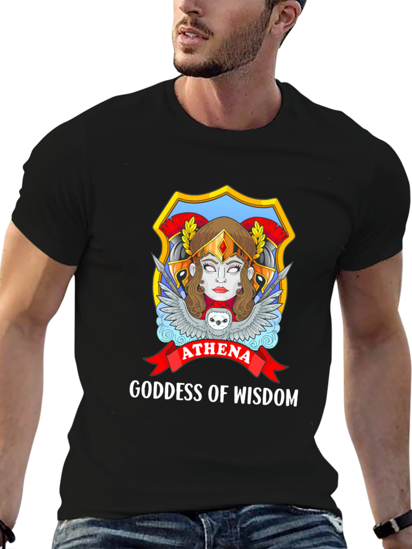 Athena Goddess of Wisdom Black T-Shirt