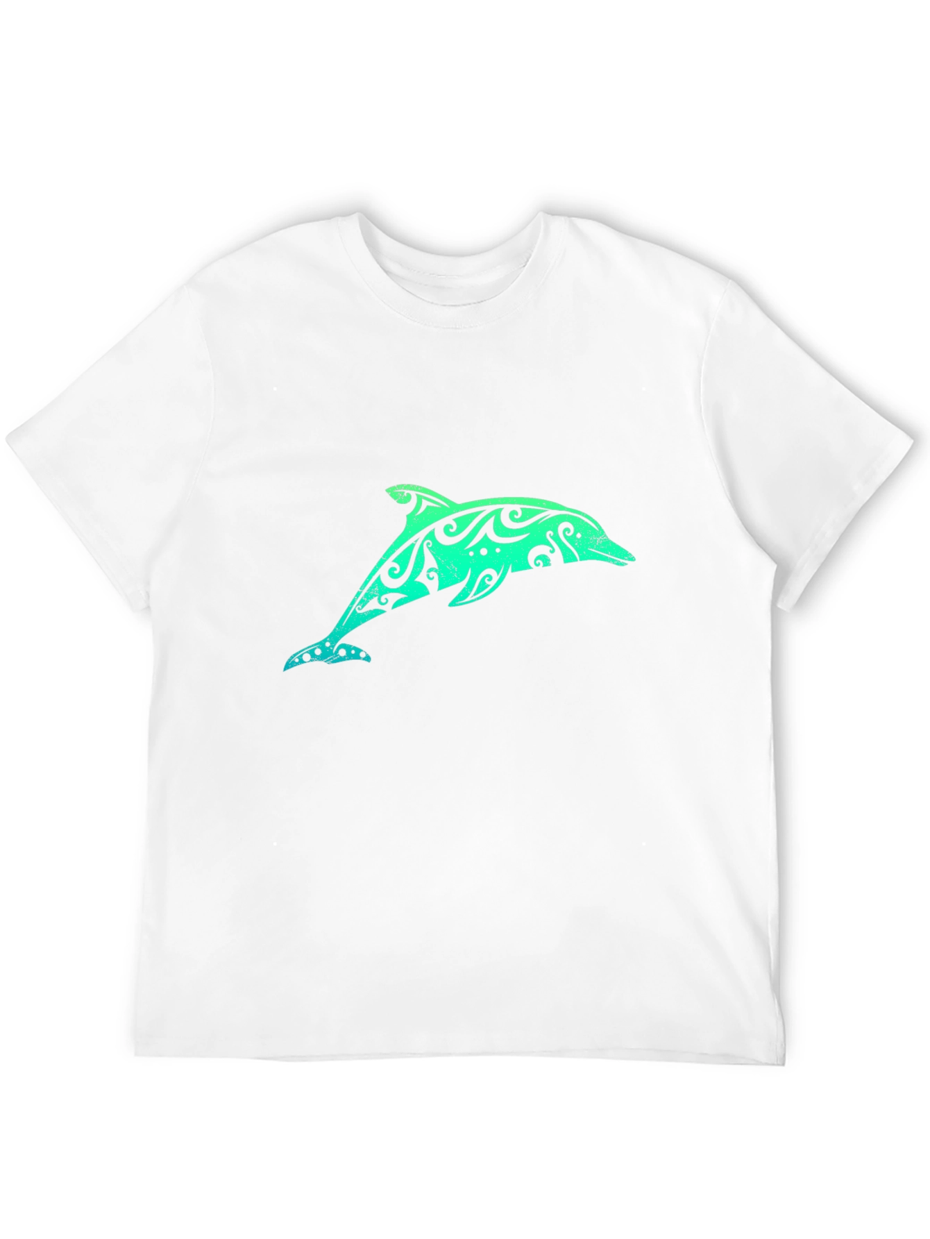 Tribal Dolphin Graphic Tee - Black Cotton T-Shirt