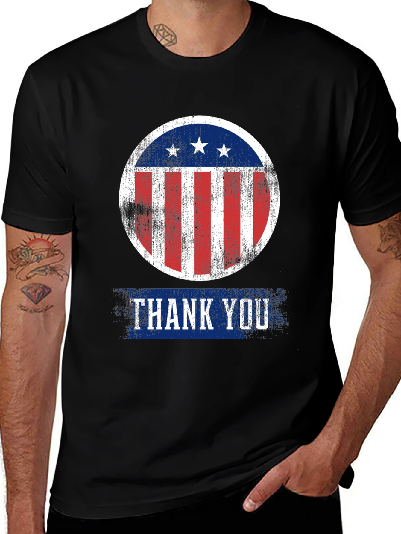 Patriotic Thank You T-Shirt - Distressed Design