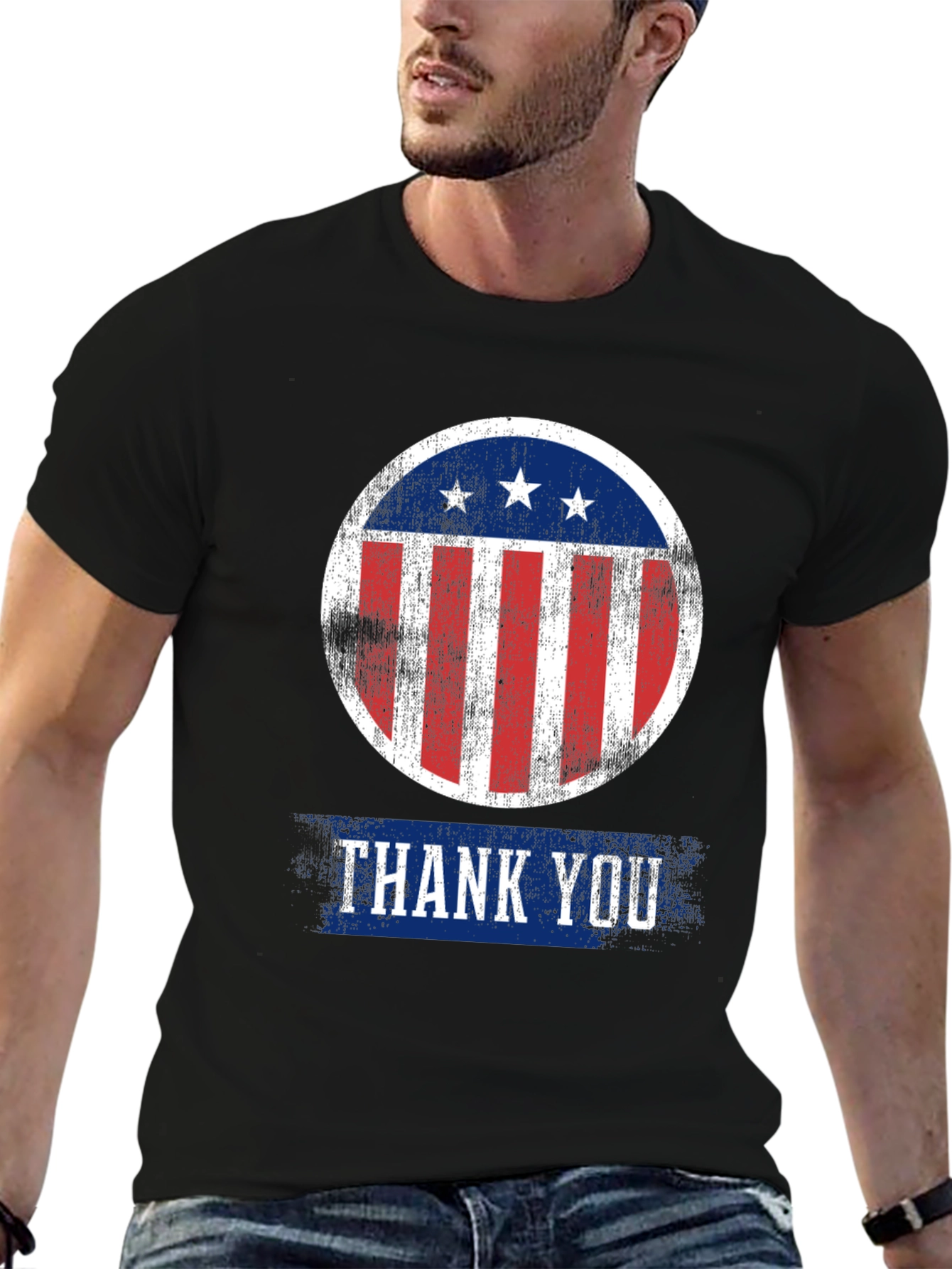 Patriotic Thank You T-Shirt - Distressed Design