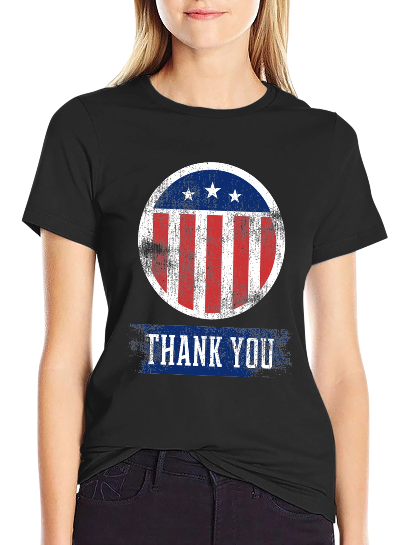 Patriotic Thank You T-Shirt - Distressed Design