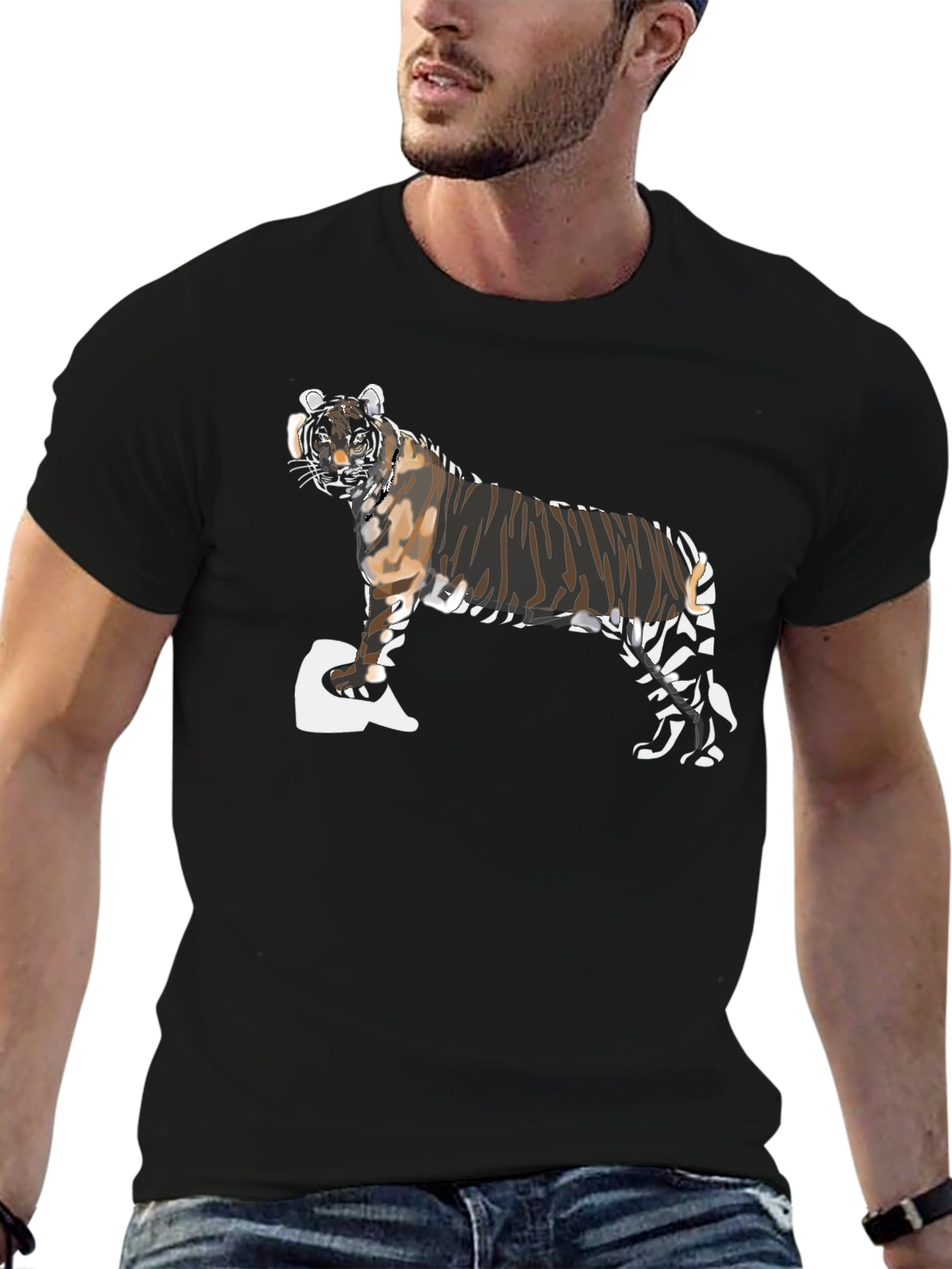 Tiger Graphic Tee - Mens Black Short Sleeve