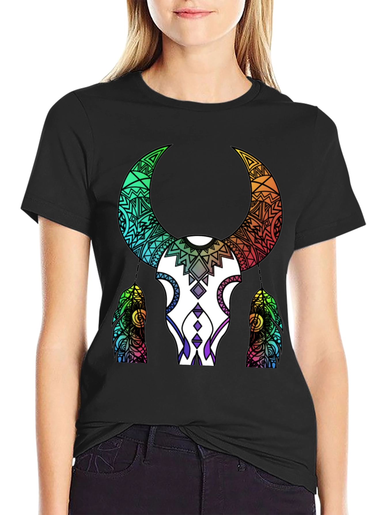 Tribal Bull Skull Graphic Tee