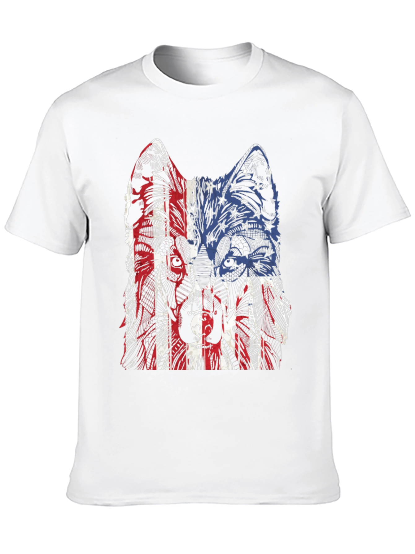 Patriotic Wolf Graphic Print T-Shirt