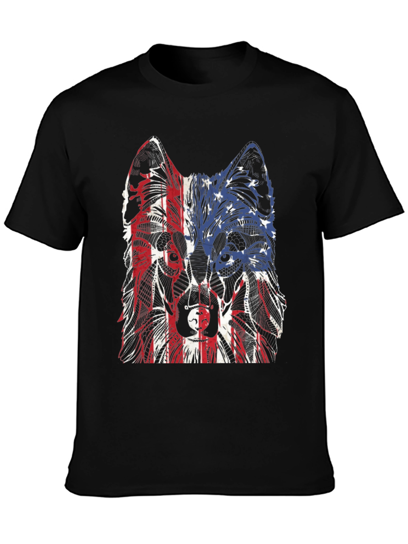 Patriotic Wolf Graphic Print T-Shirt