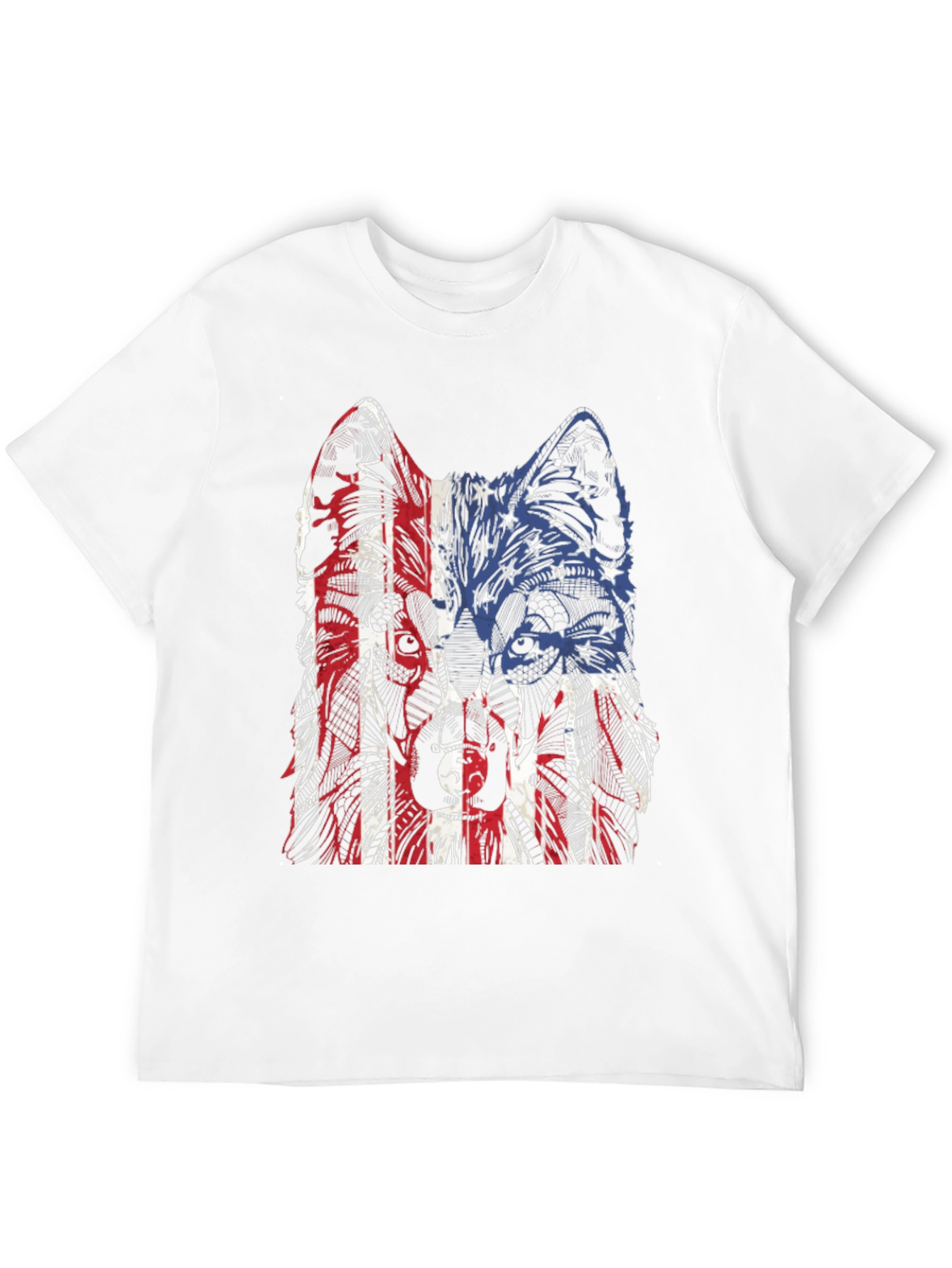 Patriotic Wolf Graphic Print T-Shirt