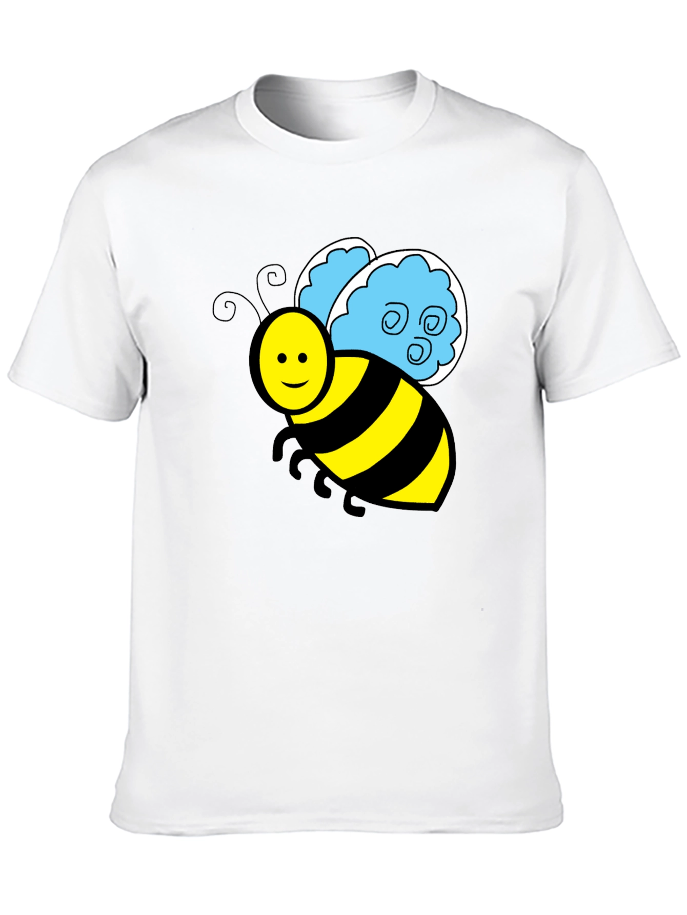 Cartoon Bee Graphic T-Shirt - Black Crew Neck Tee