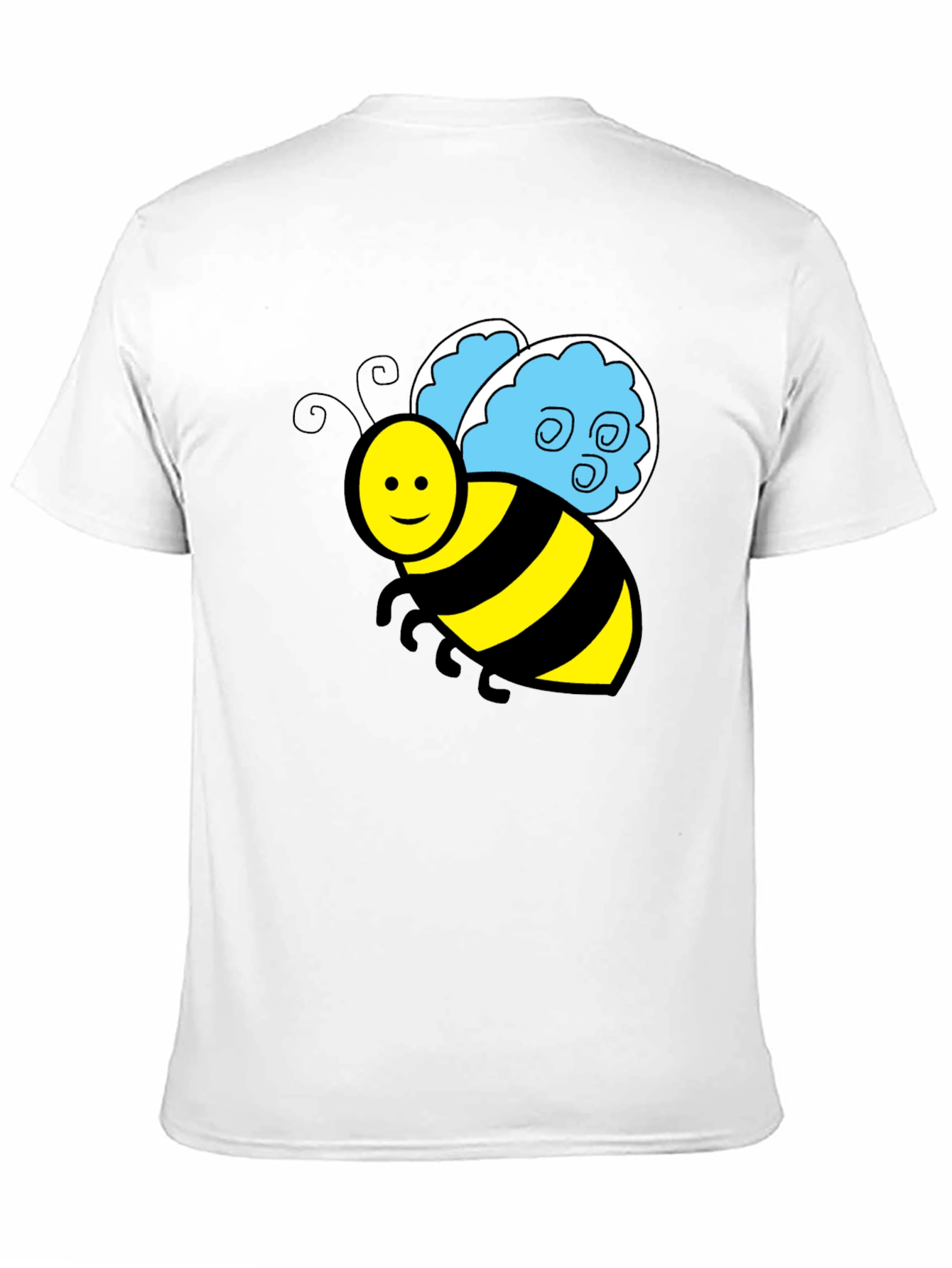 Cartoon Bee Graphic T-Shirt - Black Crew Neck Tee