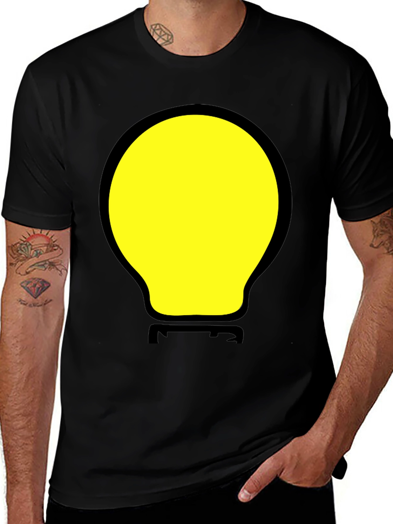 Funny Light Bulb Graphic Tee - Black T-Shirt