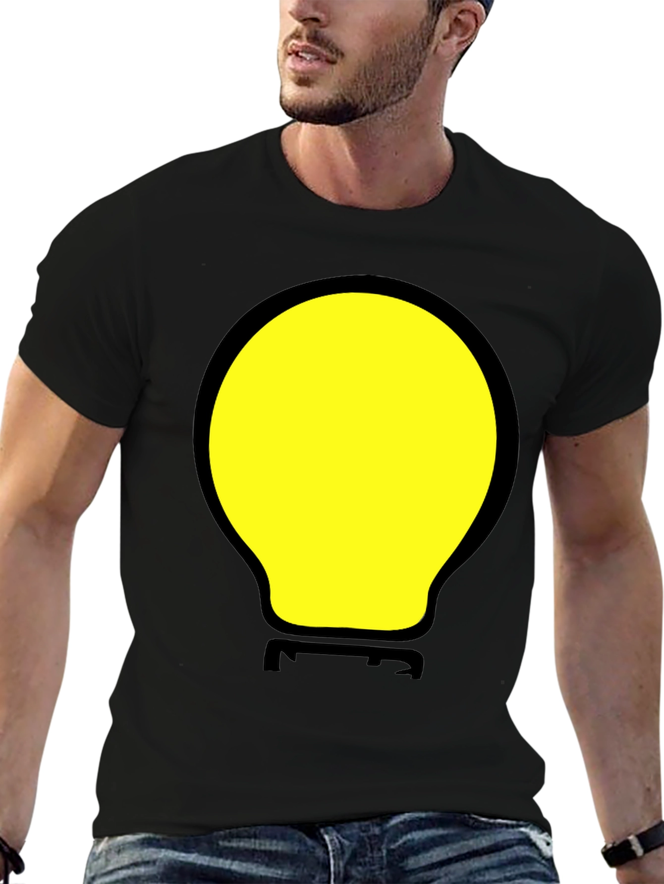 Funny Light Bulb Graphic Tee - Black T-Shirt