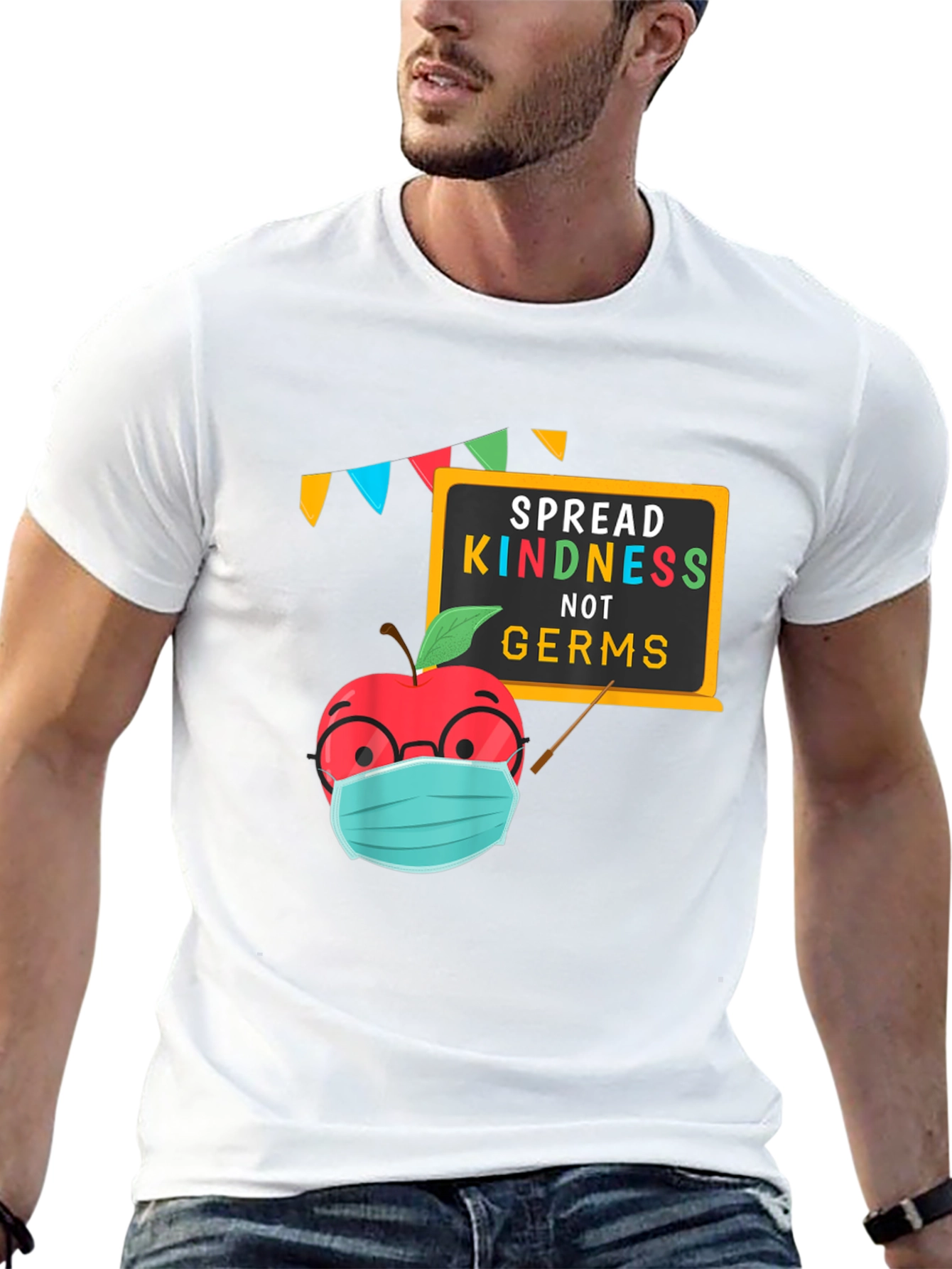 Spread Kindness T-Shirt - Teacher Apple Mask Graphic