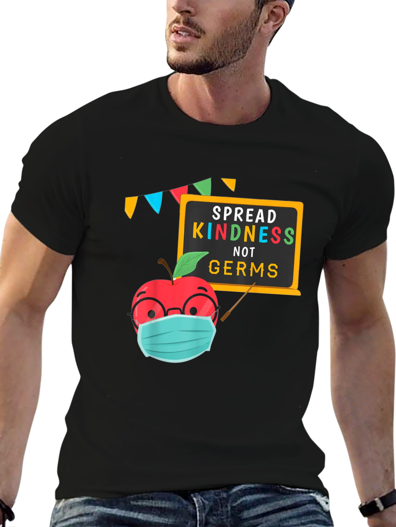 Spread Kindness T-Shirt - Teacher Apple Mask Graphic