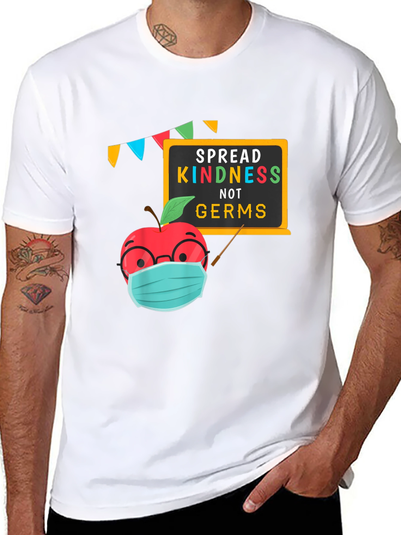 Spread Kindness T-Shirt - Teacher Apple Mask Graphic