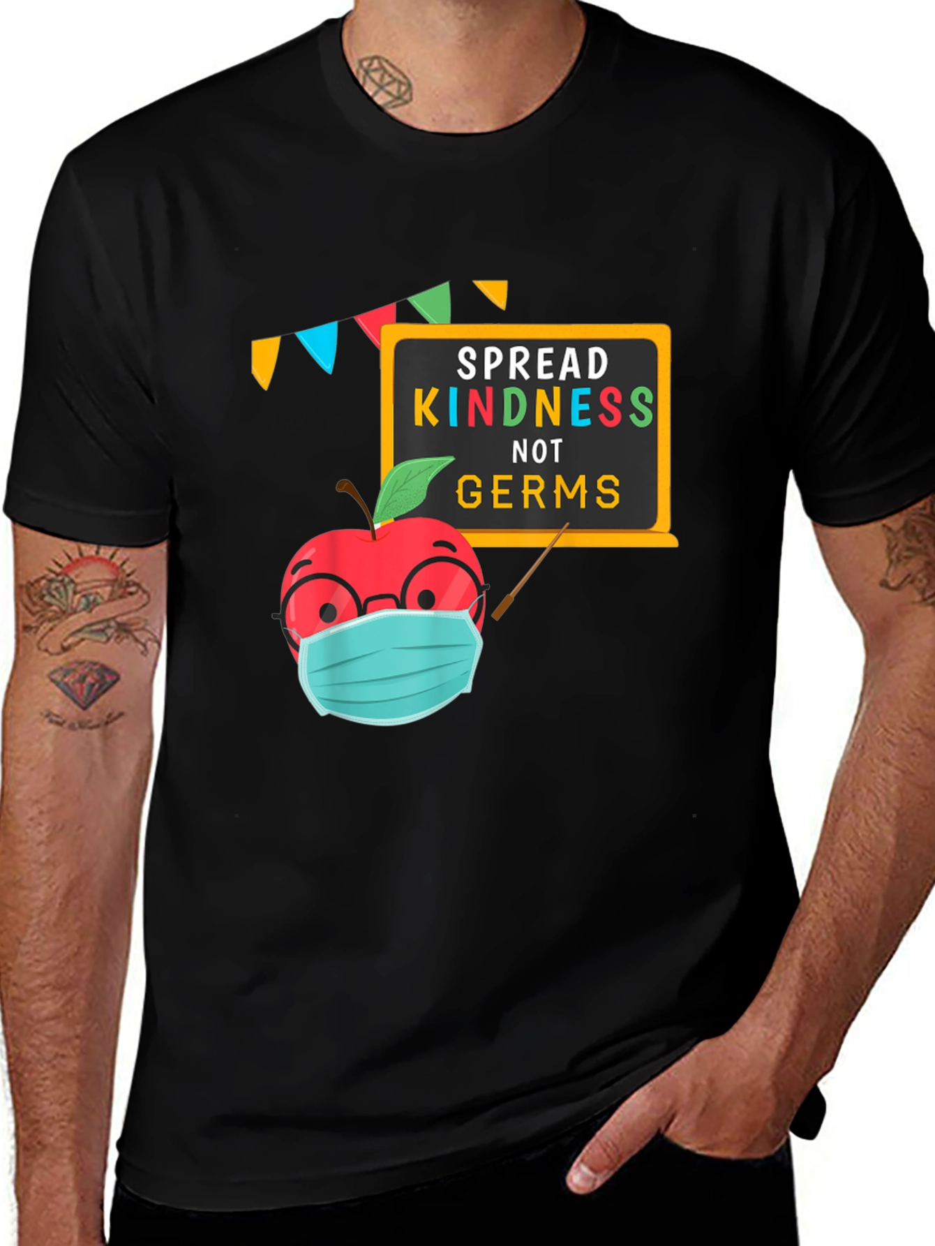 Spread Kindness T-Shirt - Teacher Apple Mask Graphic