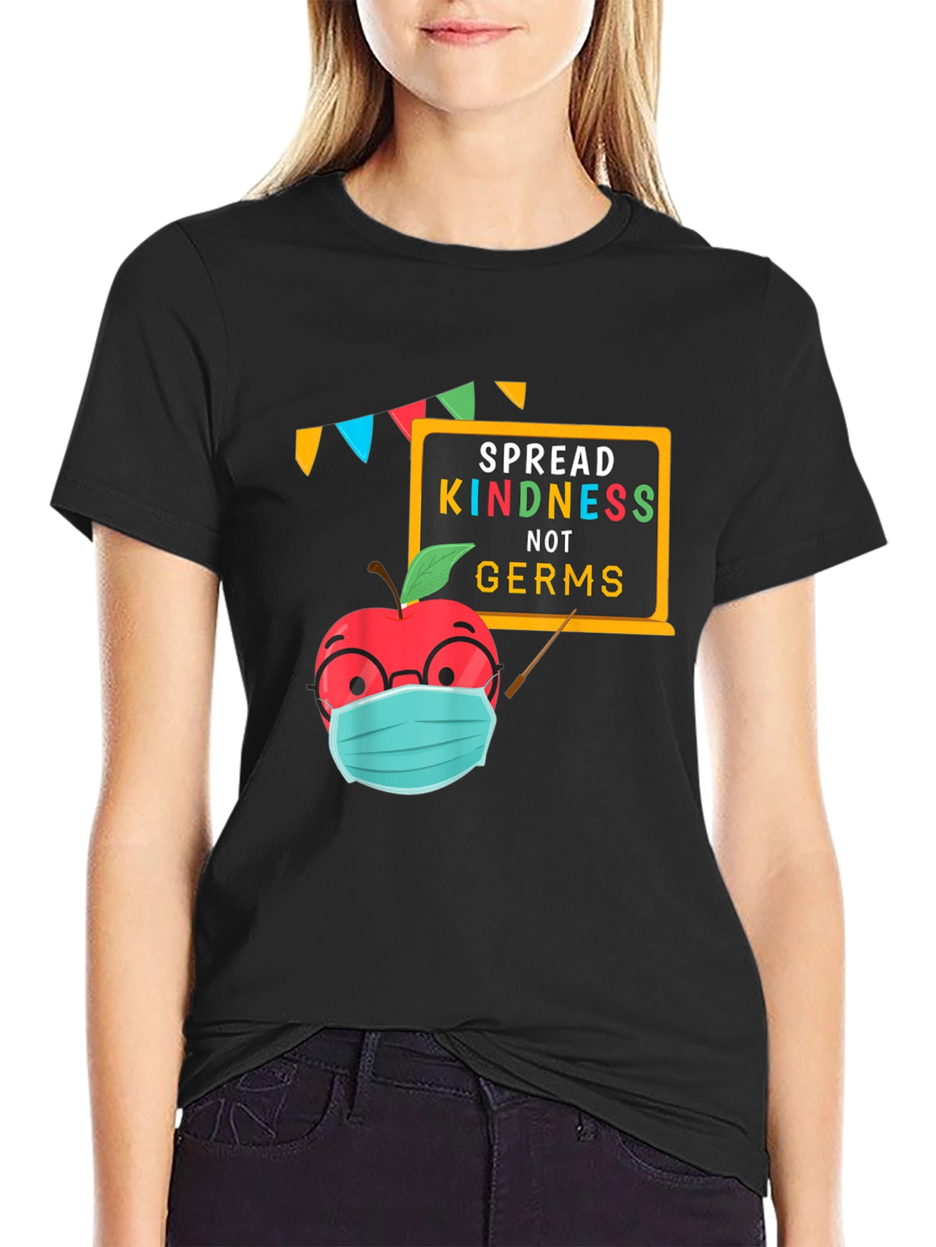 Spread Kindness T-Shirt - Teacher Apple Mask Graphic