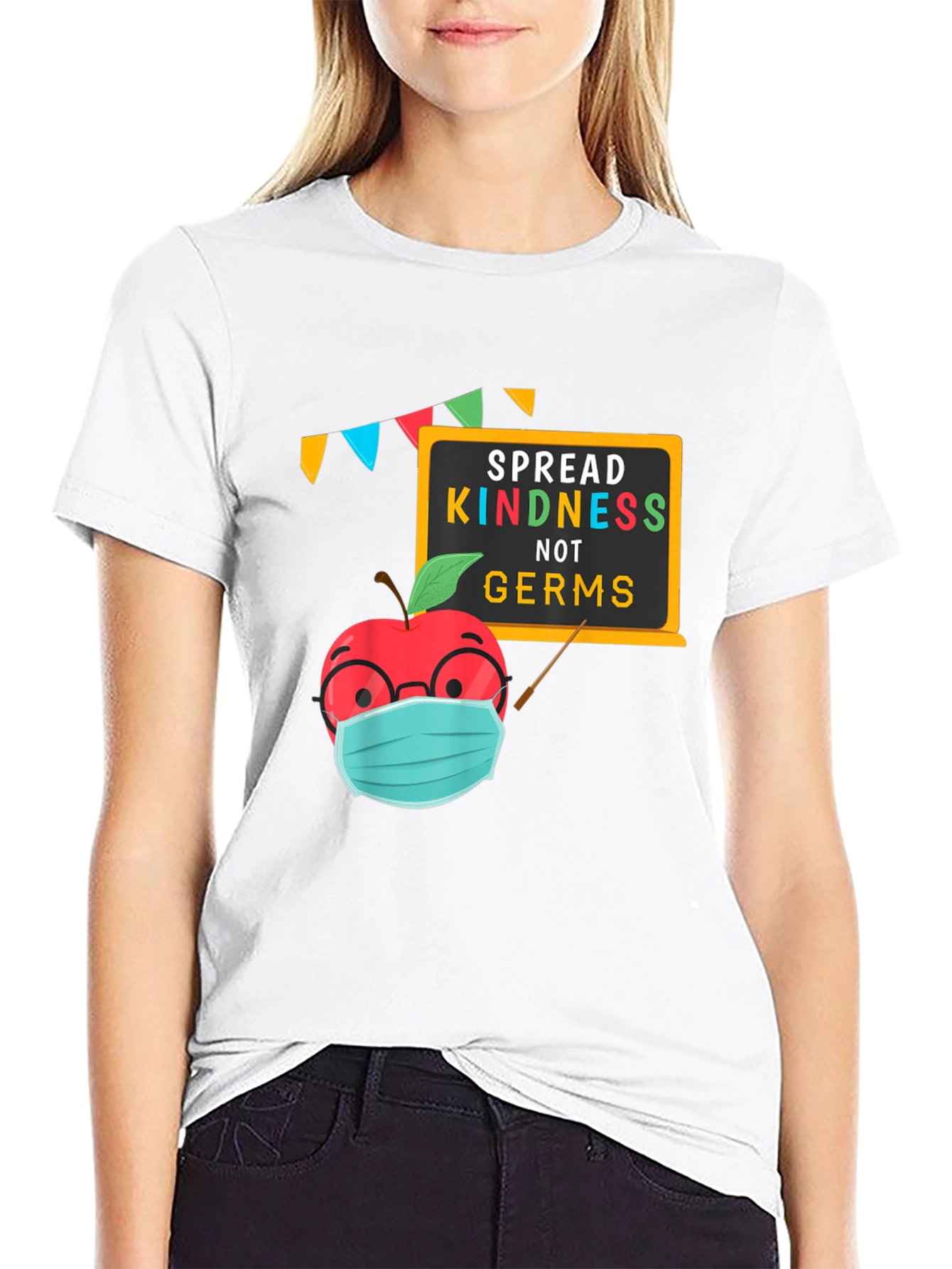 Spread Kindness T-Shirt - Teacher Apple Mask Graphic