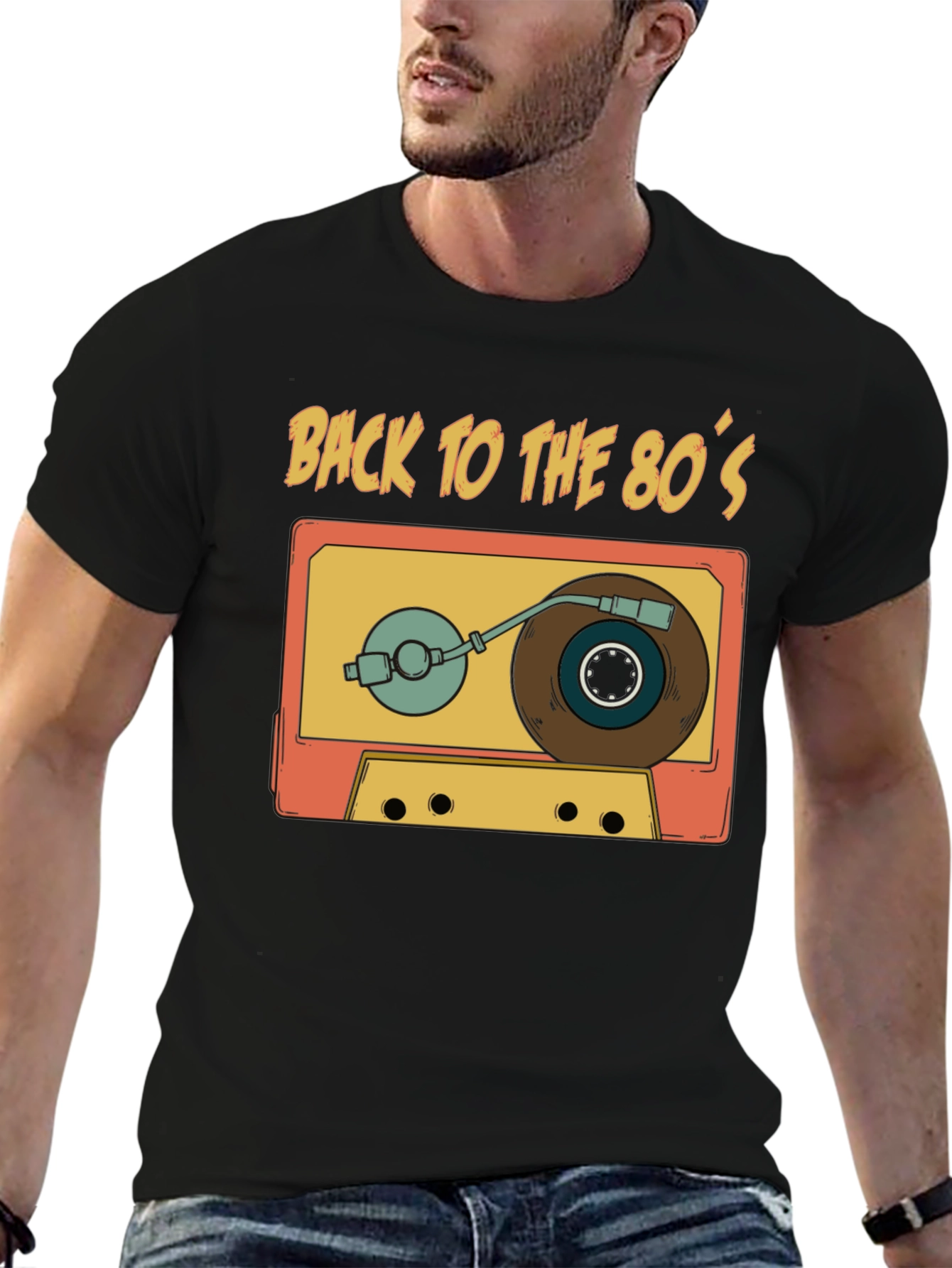 Retro 80s Cassette Tape Turntable Graphic T-Shirt