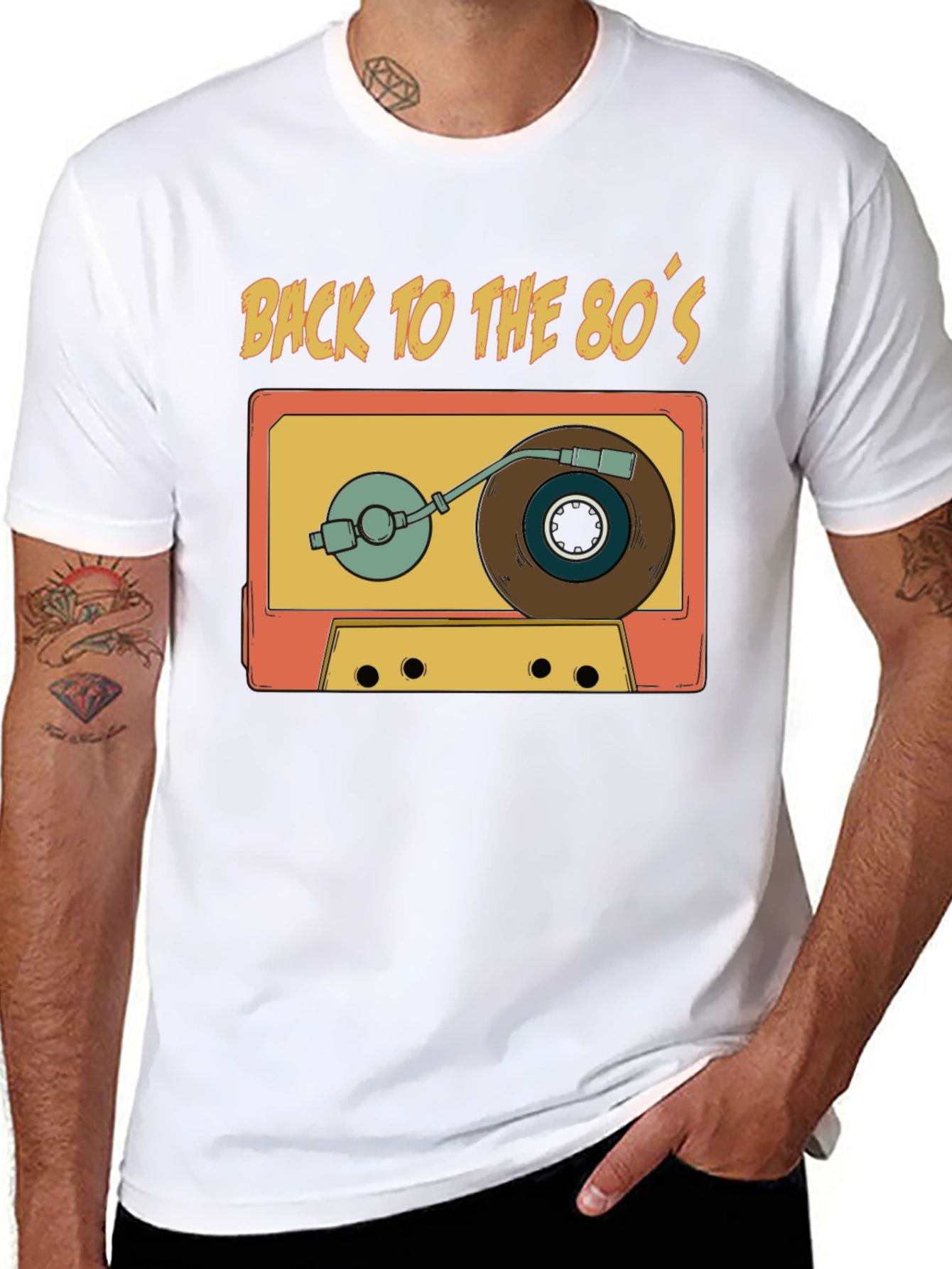 Retro 80s Cassette Tape Turntable Graphic T-Shirt