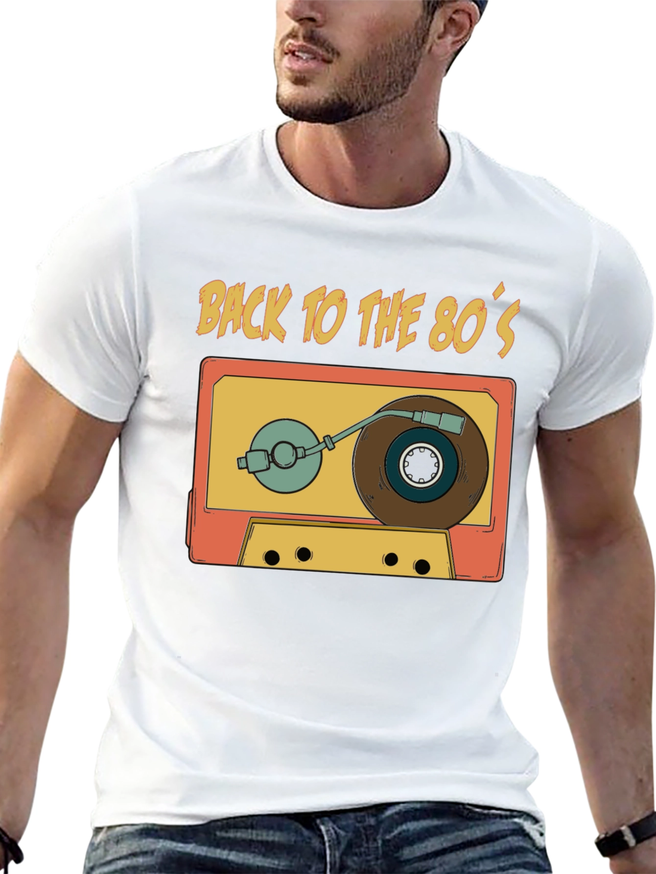 Retro 80s Cassette Tape Turntable Graphic T-Shirt