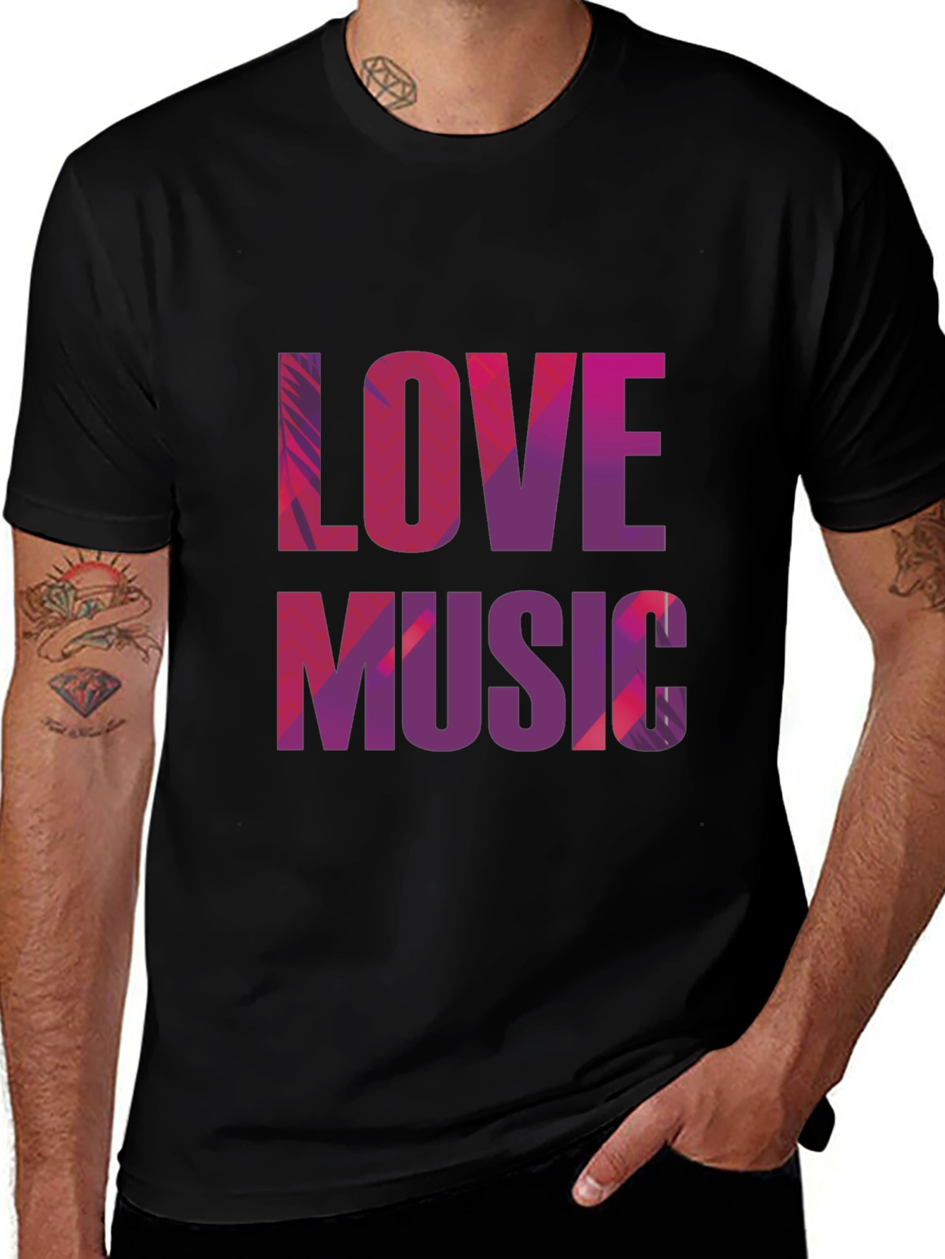 Love Music Graphic T-Shirt - Black