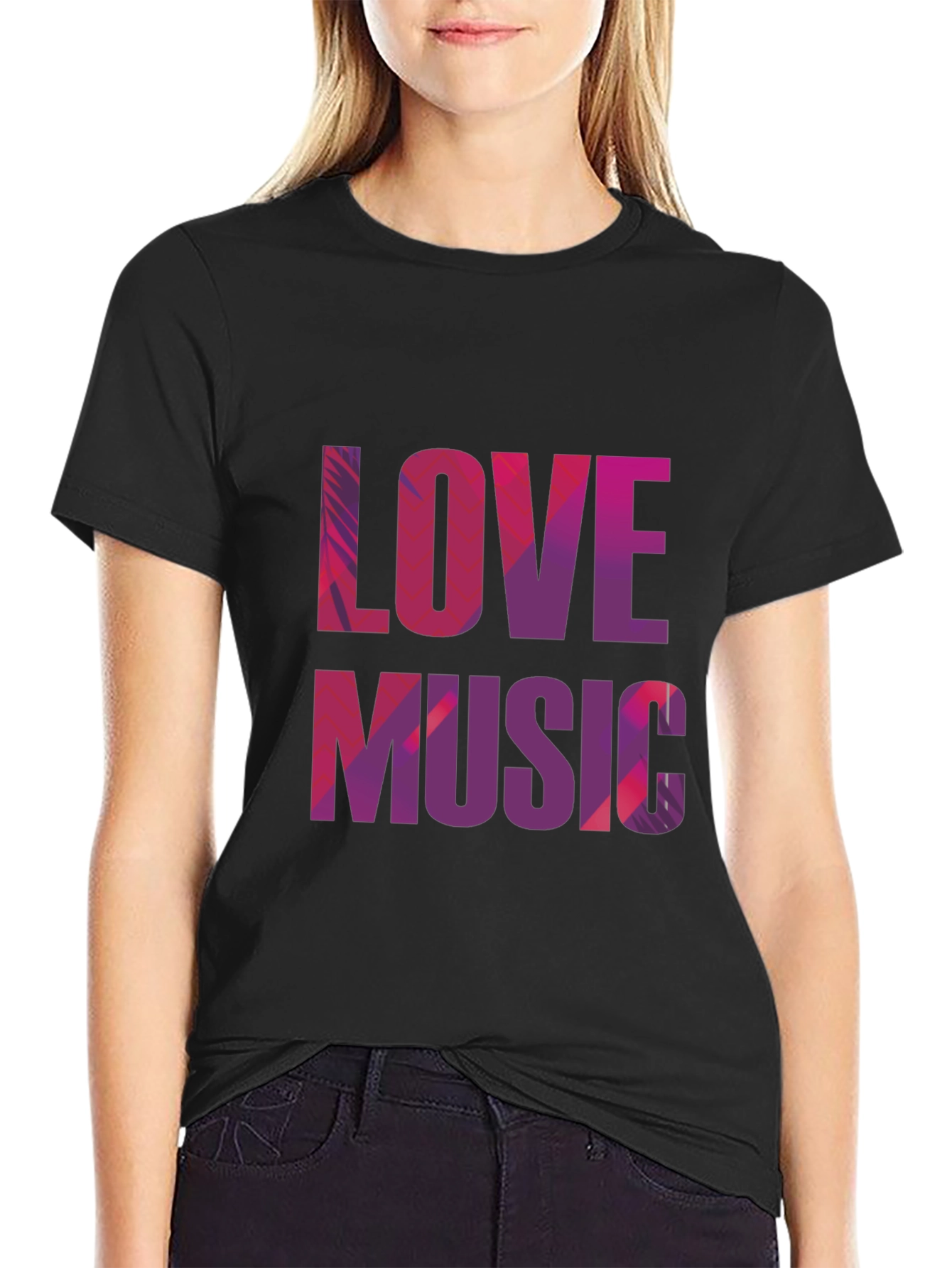 Love Music Graphic T-Shirt - Black