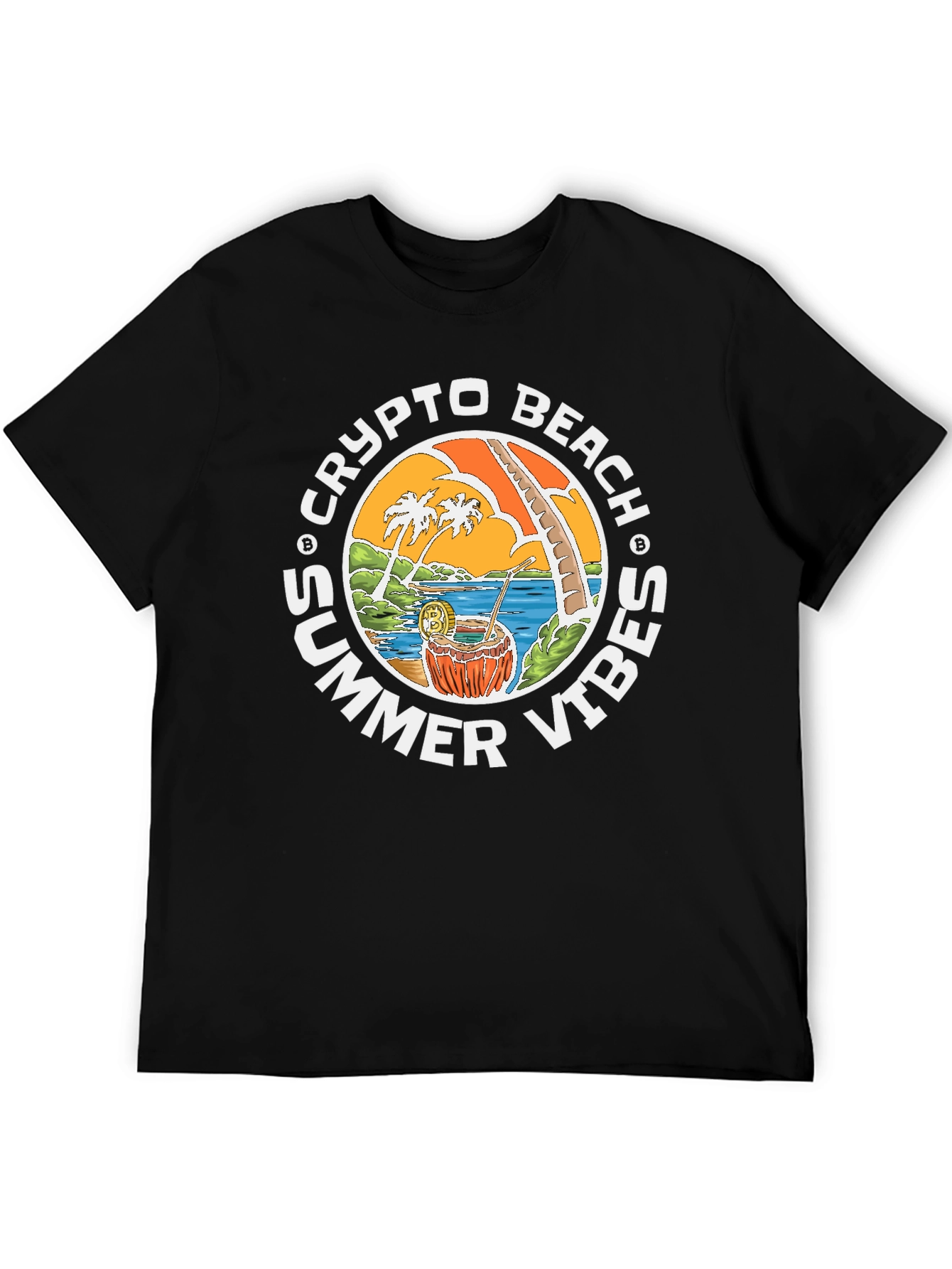 Crypto Beach Summer Vibes T-Shirt - Black