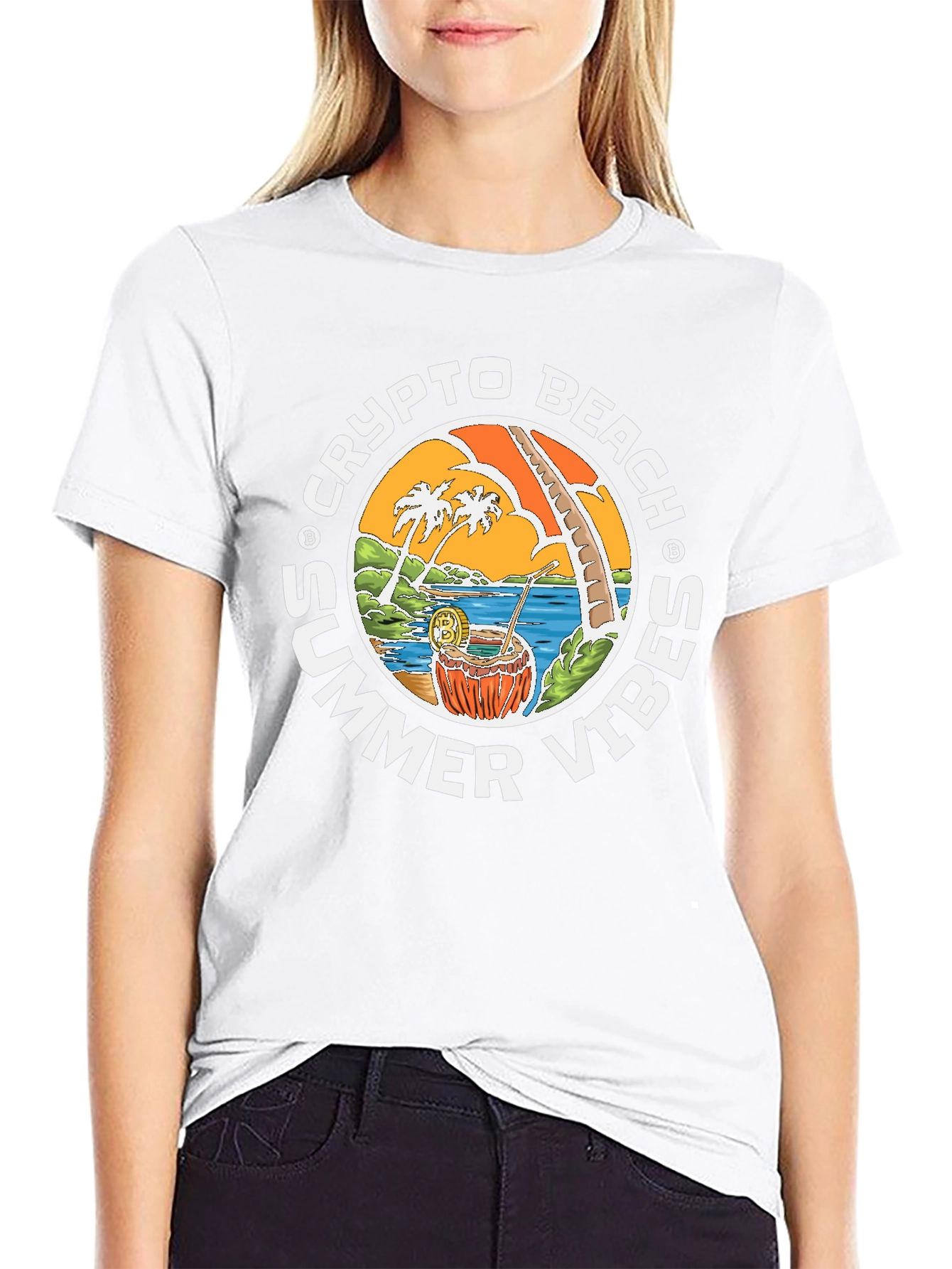 Crypto Beach Summer Vibes T-Shirt - Black
