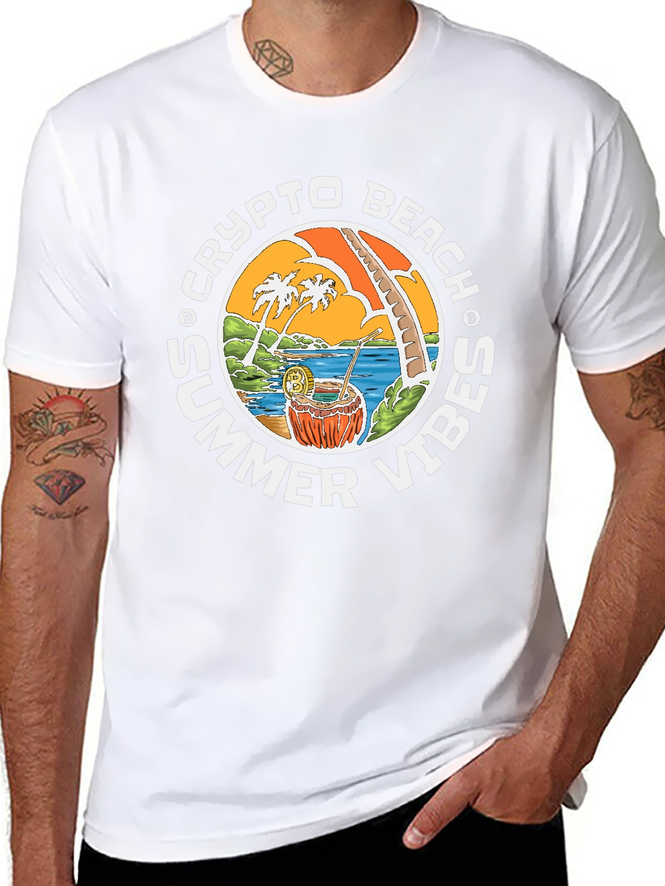 Crypto Beach Summer Vibes T-Shirt - Black