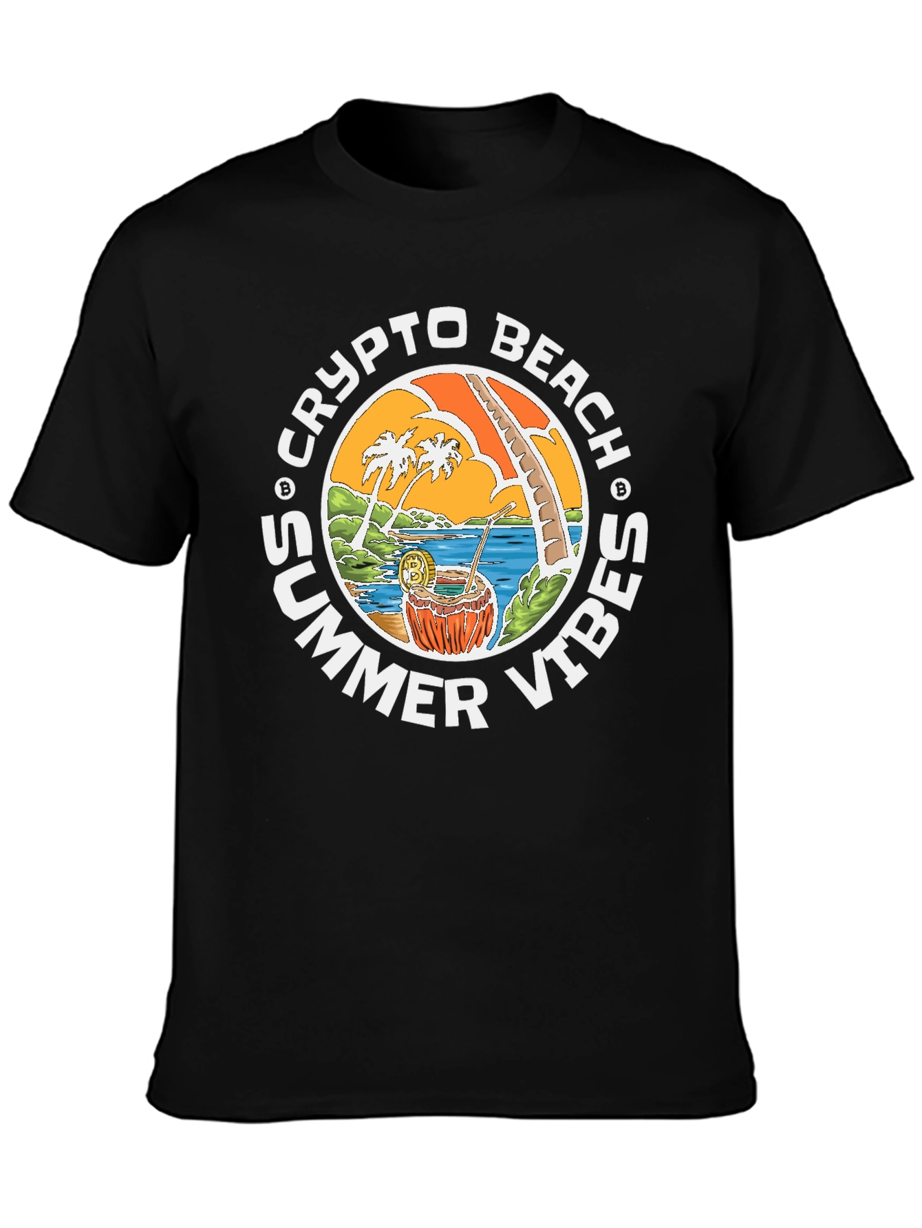 Crypto Beach Summer Vibes T-Shirt - Black