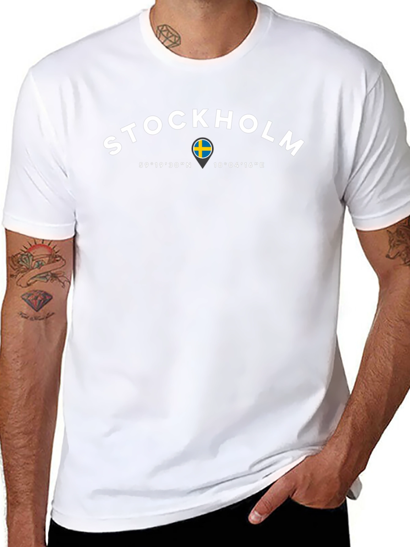 Stockholm Sweden Coordinates Mens Black T-Shirt