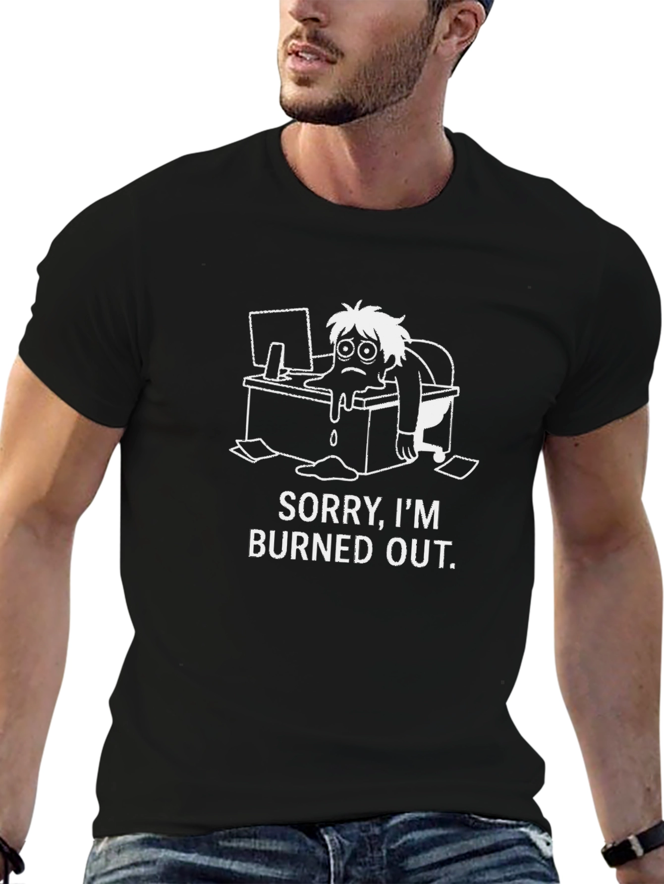 Burned Out Graphic Tee - Black Casual T-Shirt