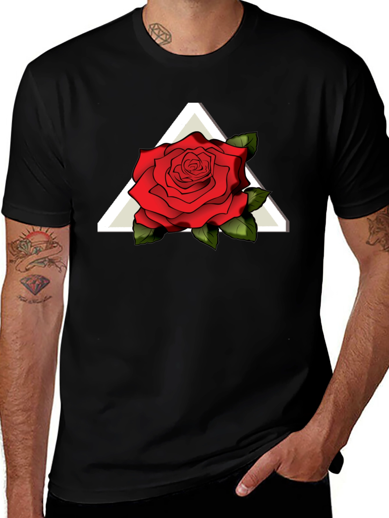 Rose and Triangle Graphic T-Shirt