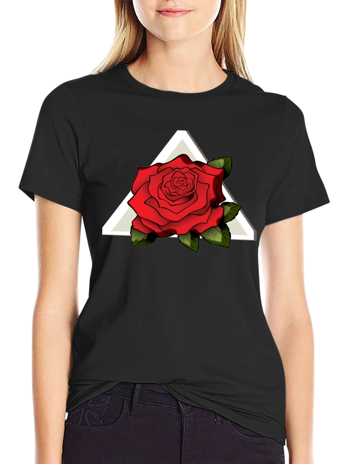 Rose and Triangle Graphic T-Shirt