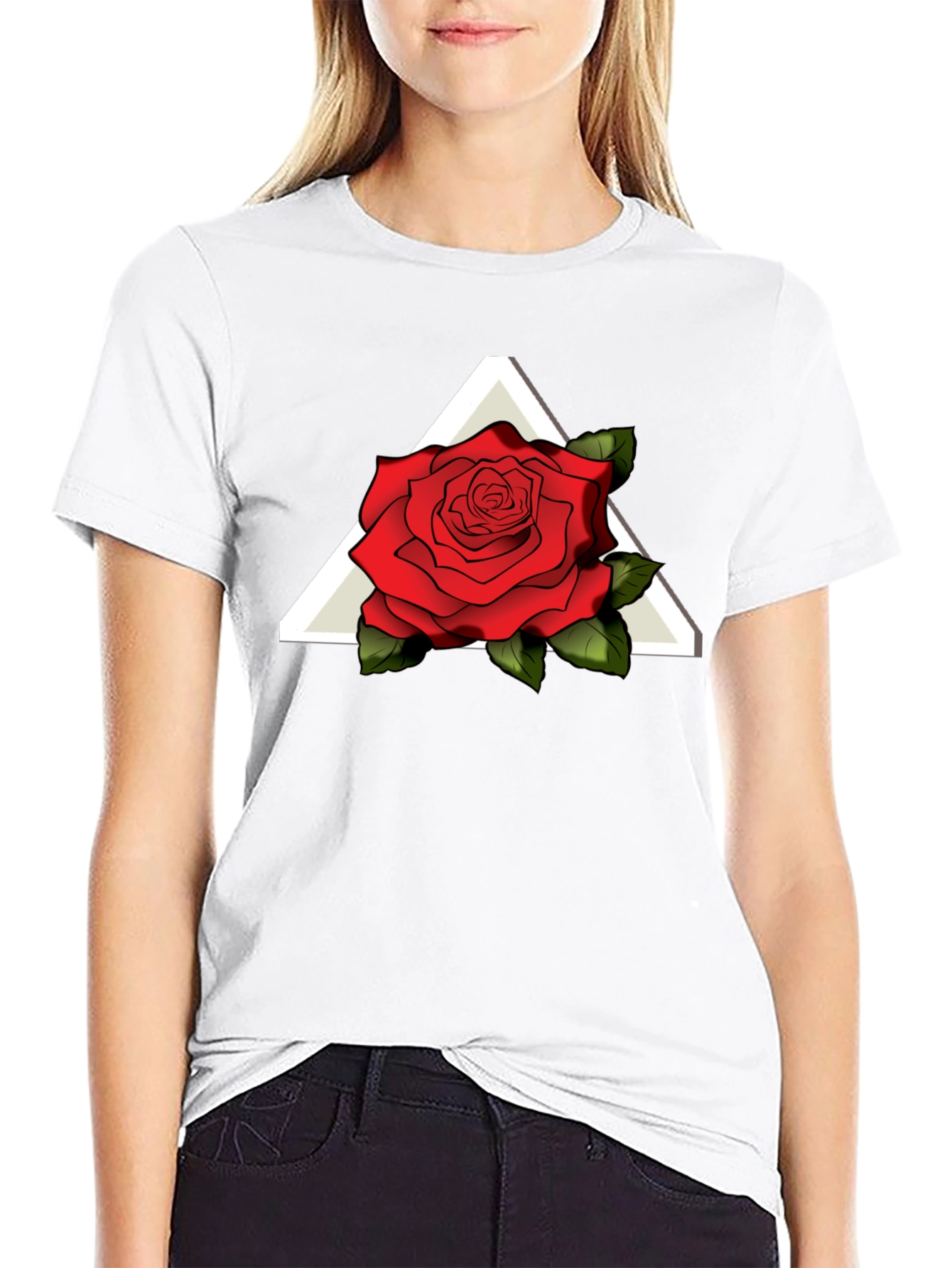 Rose and Triangle Graphic T-Shirt
