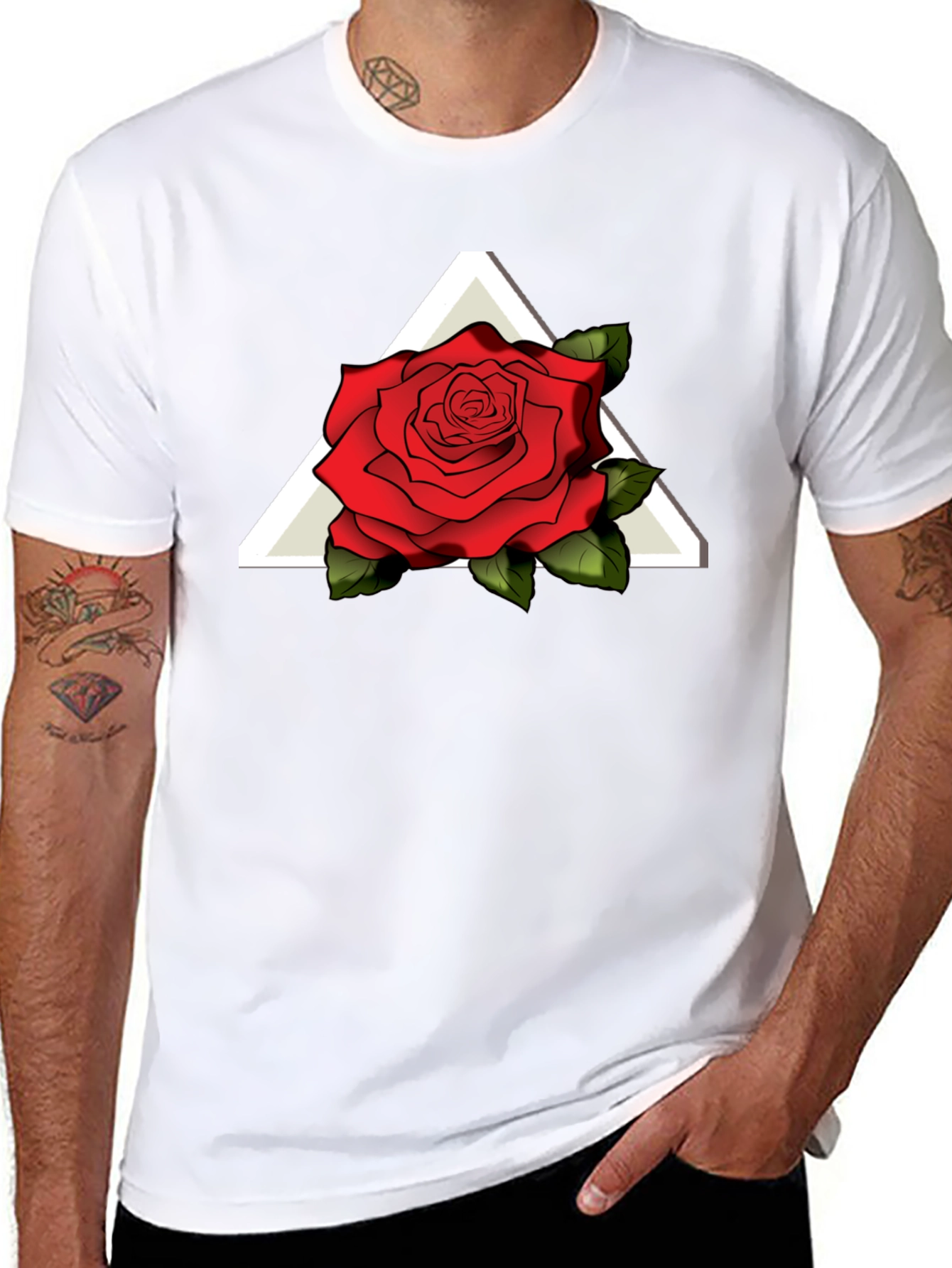 Rose and Triangle Graphic T-Shirt