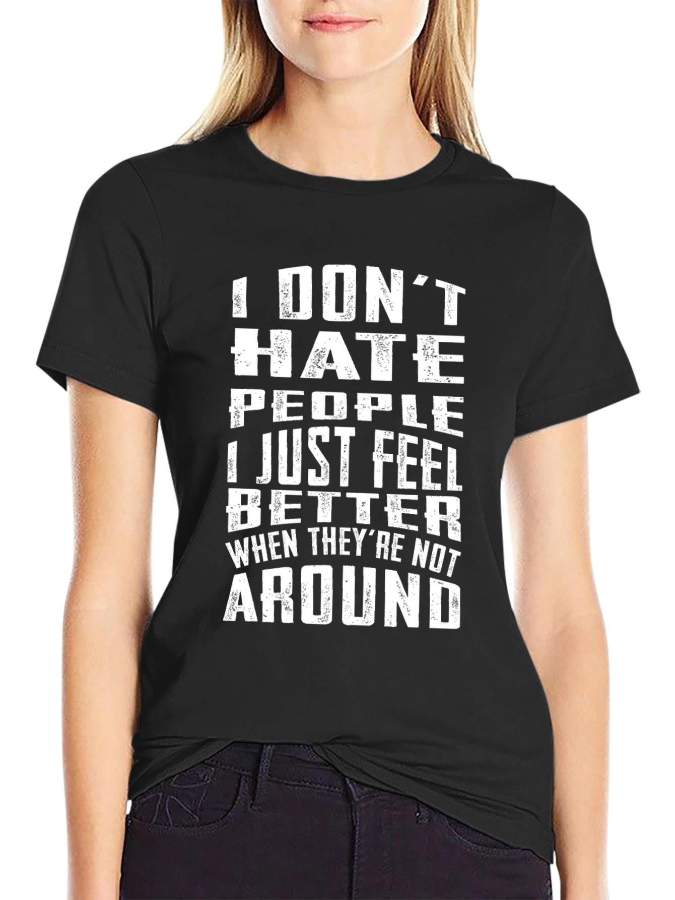 Humorous I Dont Hate People Graphic T-Shirt