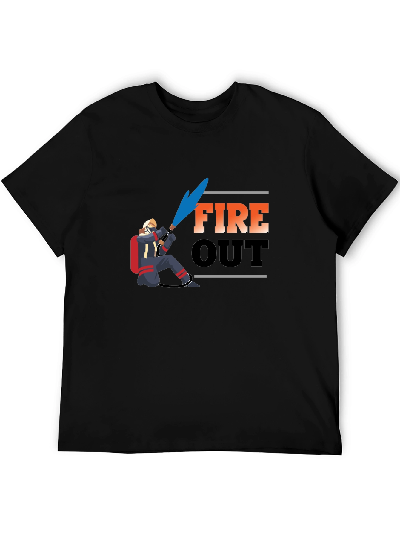 Fire Out Graphic T-Shirt - Black Crew Neck