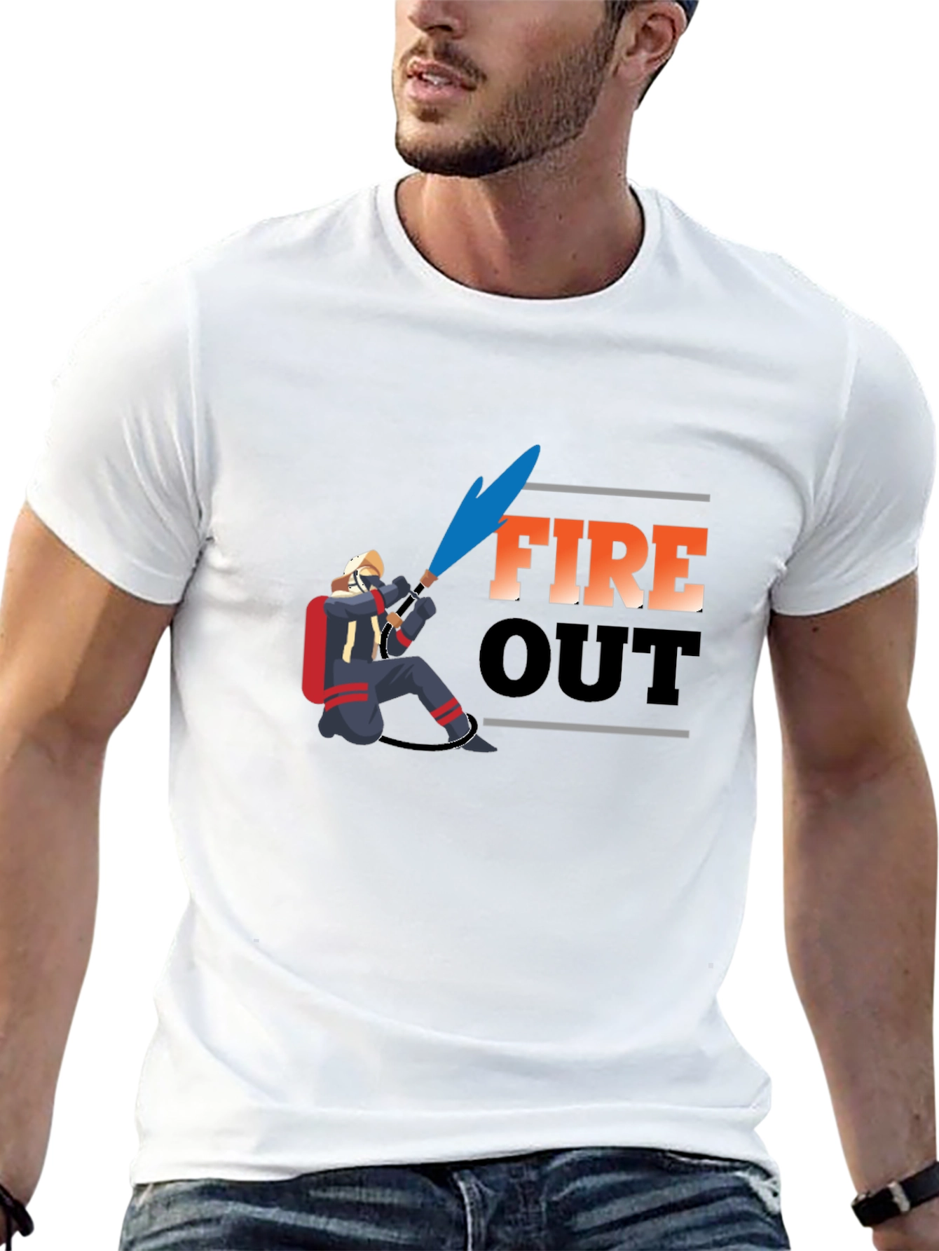 Fire Out Graphic T-Shirt - Black Crew Neck
