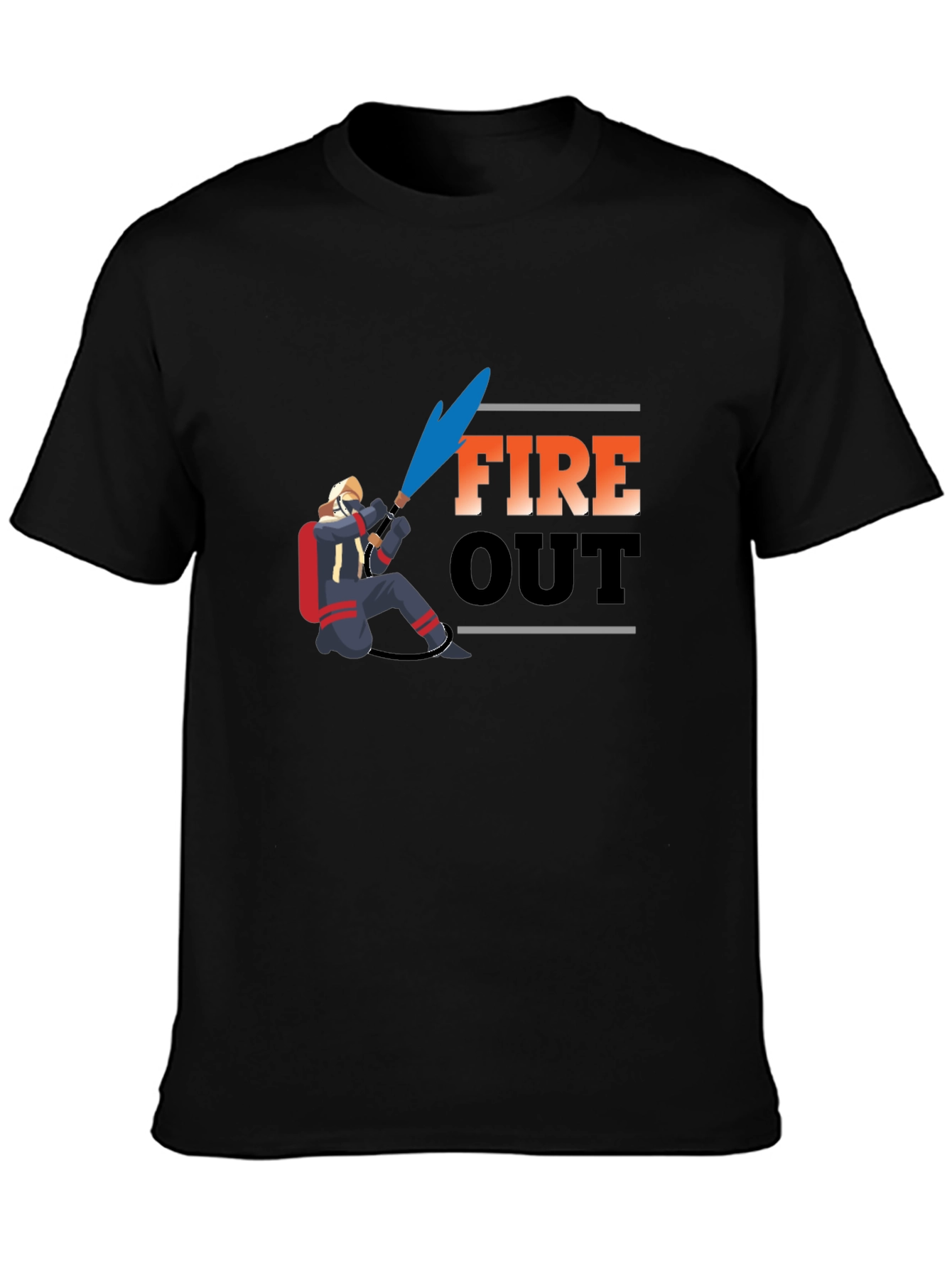 Fire Out Graphic T-Shirt - Black Crew Neck