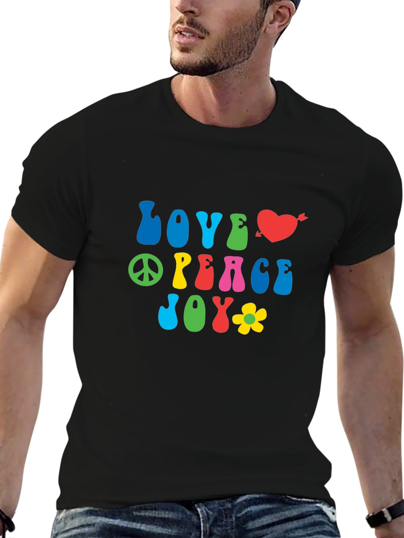 Love Peace Joy Graphic Tee - Retro Style