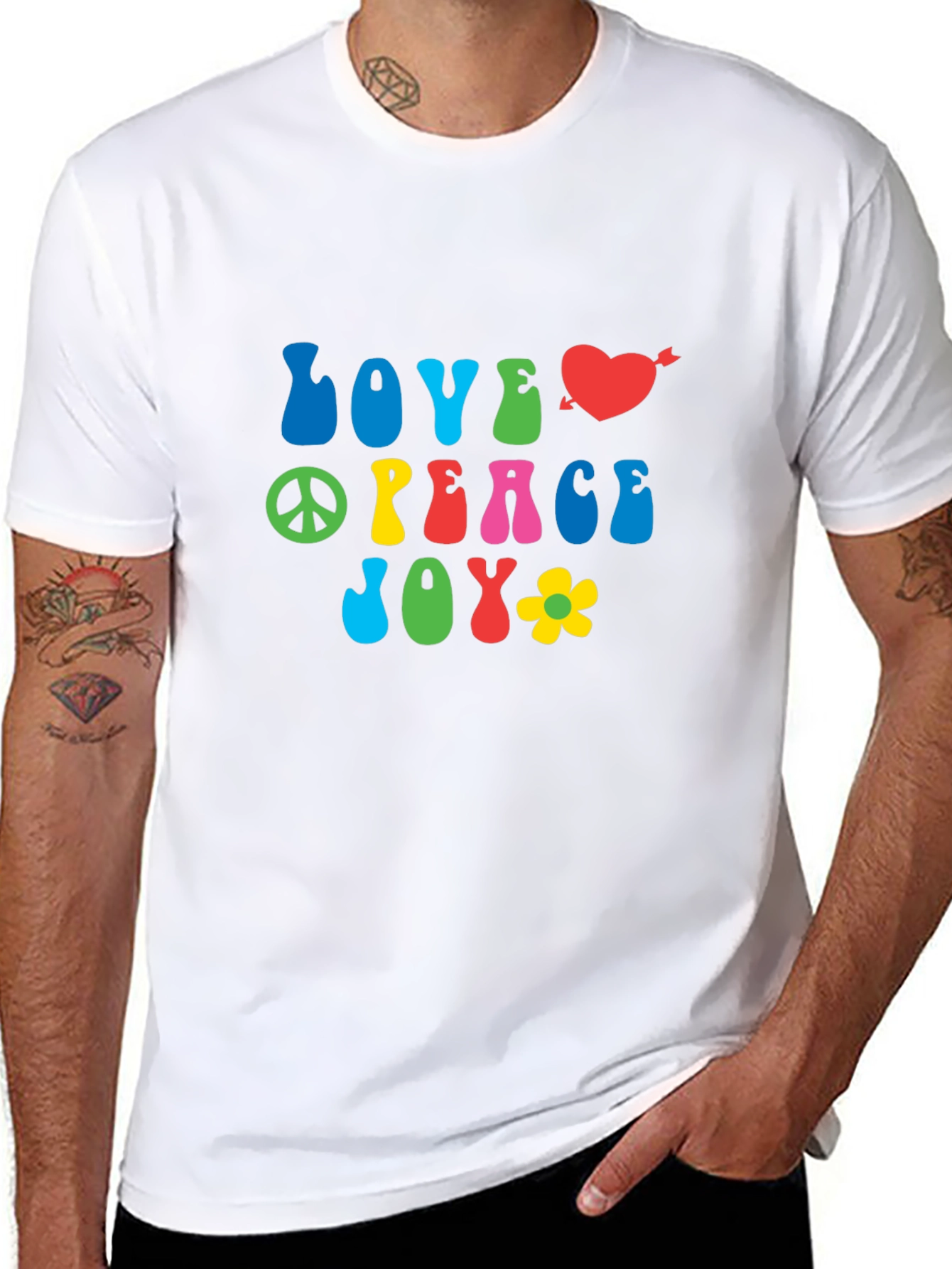 Love Peace Joy Graphic Tee - Retro Style