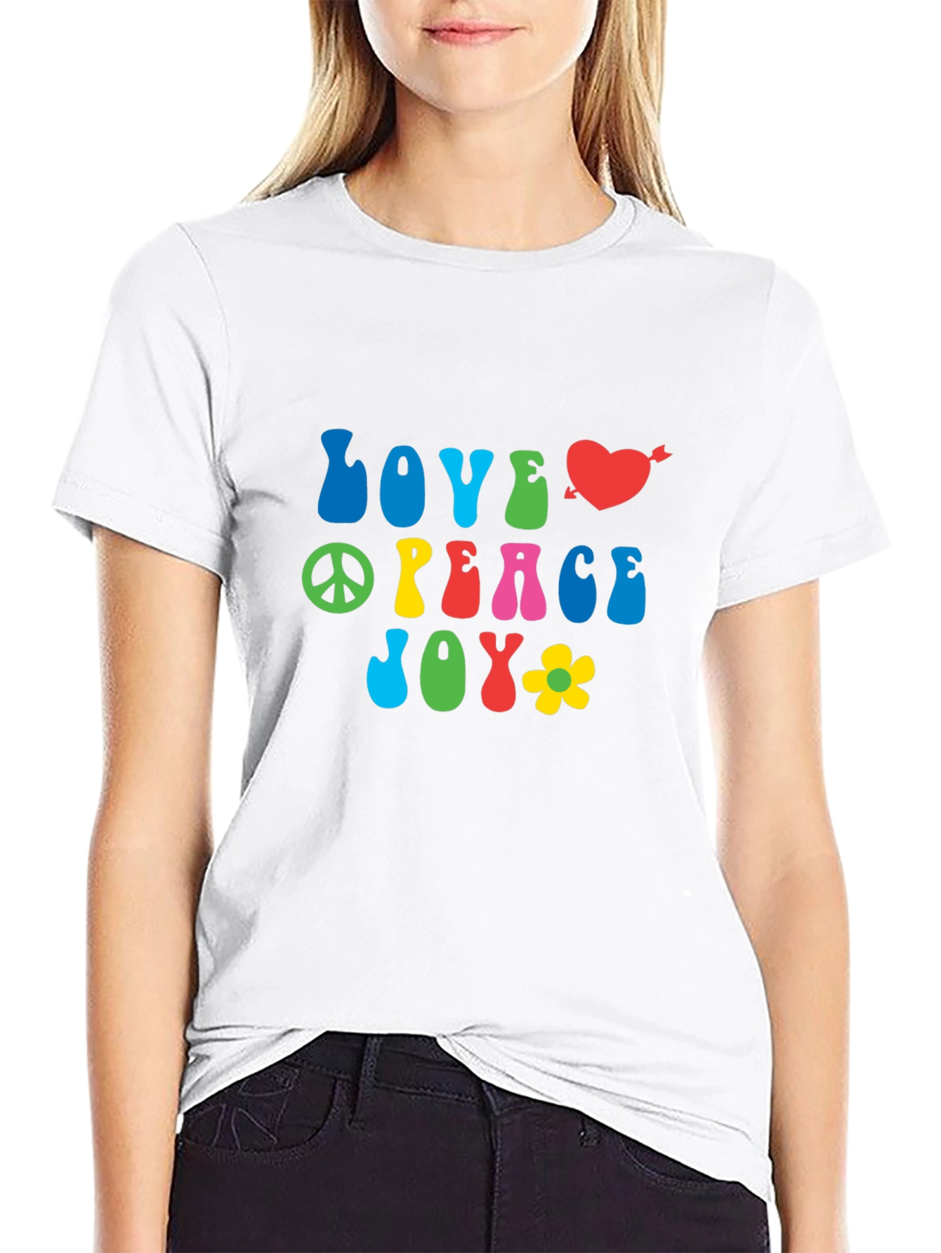 Love Peace Joy Graphic Tee - Retro Style