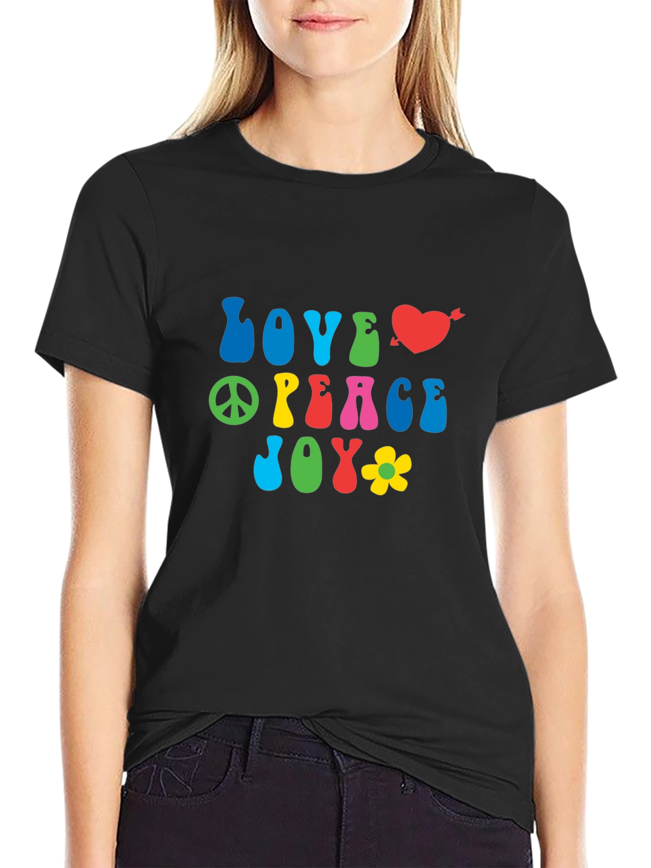 Love Peace Joy Graphic Tee - Retro Style